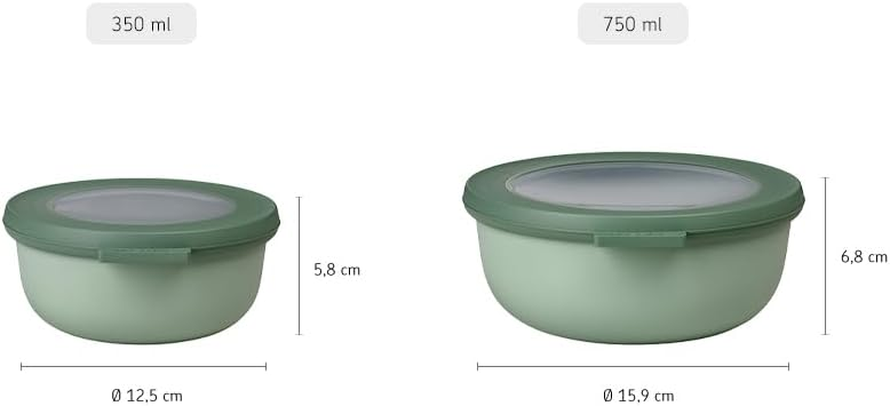 Mepal Cirqula round Multi Bowl 750Ml &ndash; Nordic White, Bpa-Free Airtight & Leakproof Food Storage Container with Lid, Microwave, Freezer & Dishwasher Safe, Made in Holland image number 3