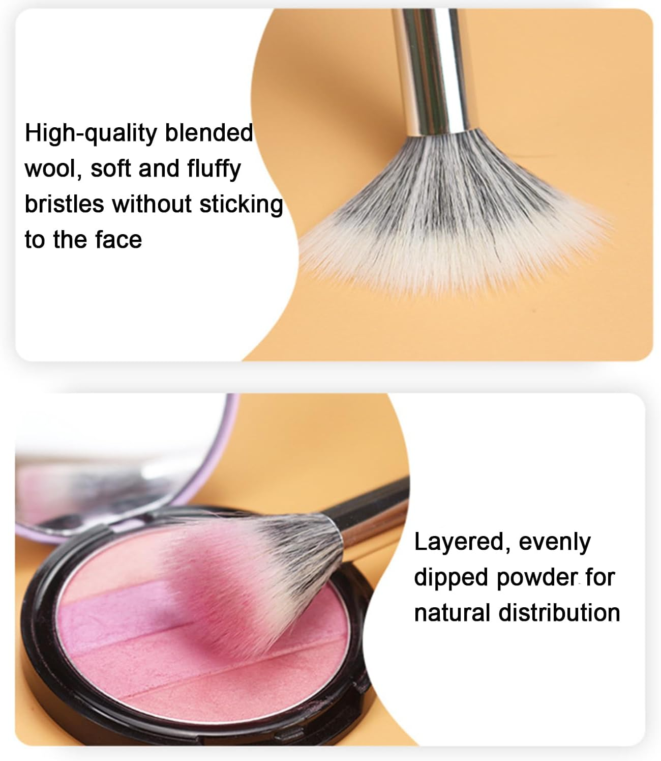 Makeup Brush, Cheek Brush Blusher Brush Foundation Makeup Brush Fiber Stippling Brush Perfect for Foundation,Powder,Highlight,Cream,Blusher(Small Size) image number 4
