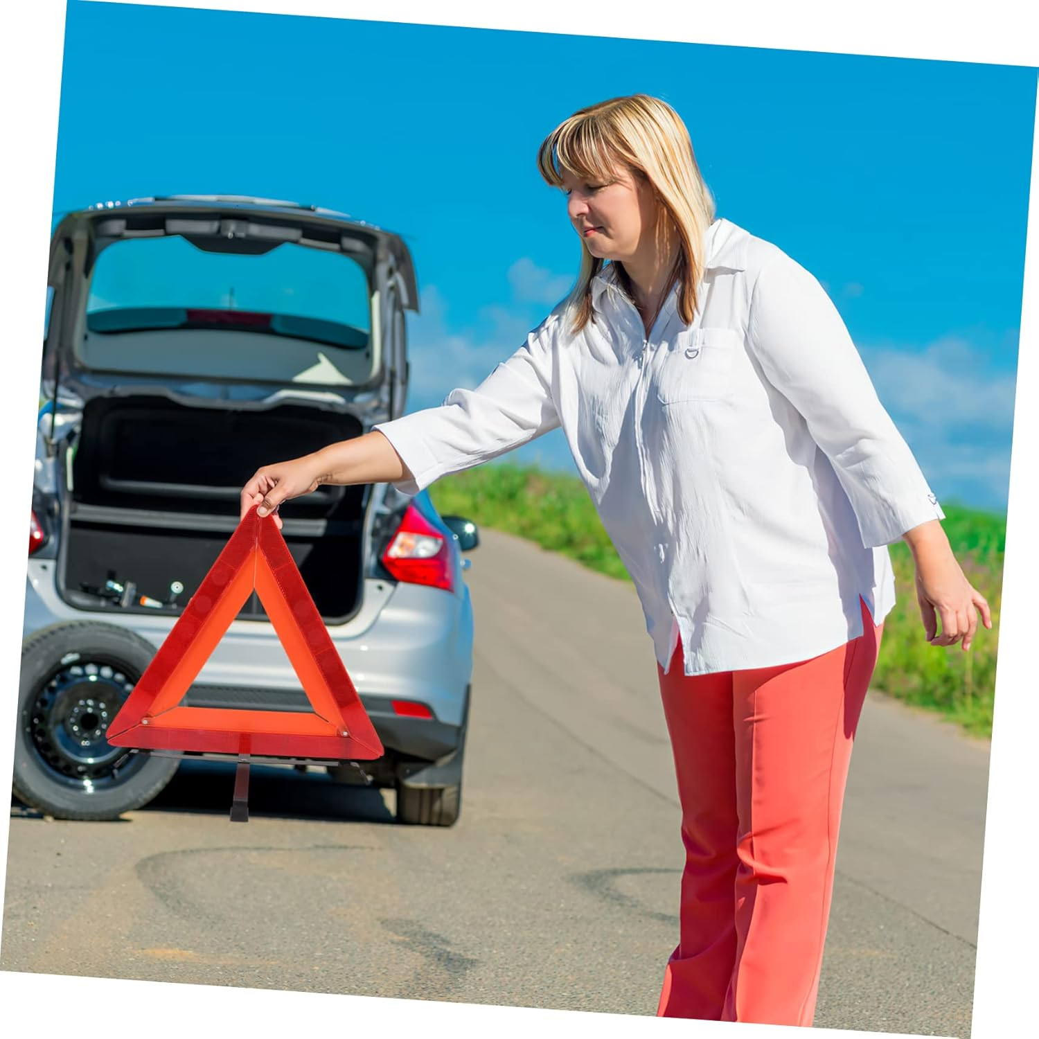 Warning Triangle Reflective Roadside Safety Triangle Frame Reflector for Car Emergencies Reflective Tape image number 3