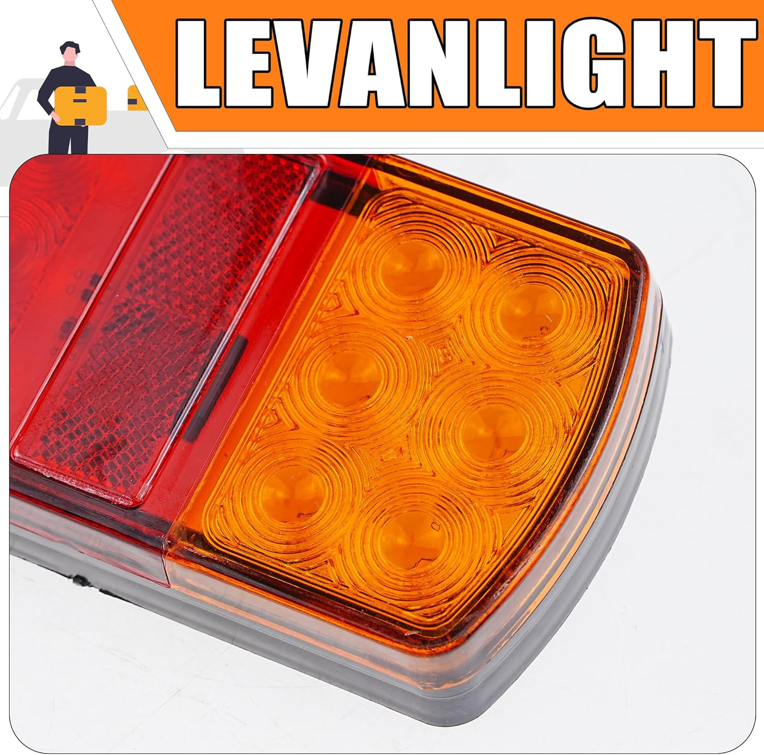 Heavy Duty Submersible Trailer Lights, 2-Pack 12-LED Stop Tail Turn Signal Lamps, Waterproof 12 Volt Durable Sealed Lighting for Trailers, Trucks, and Vans image number 3