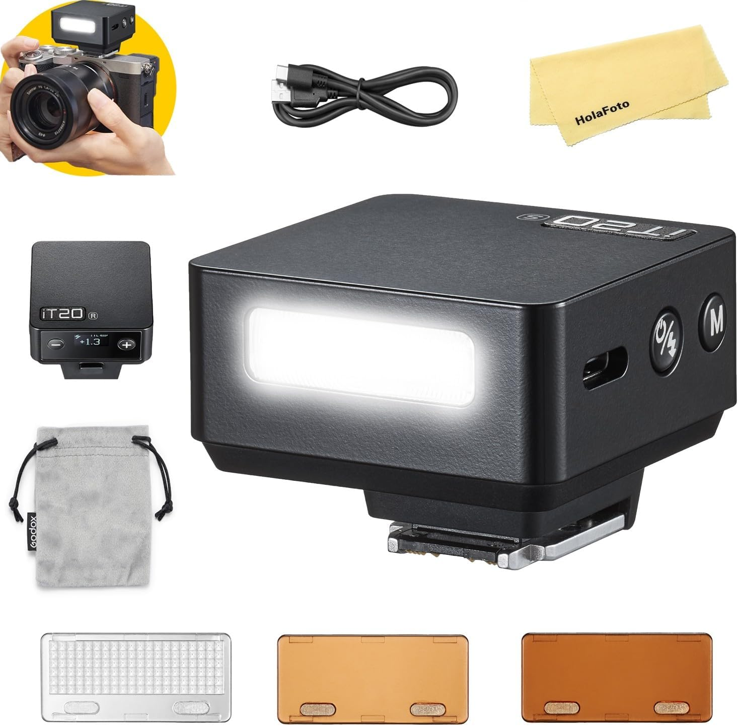 GODOX It20 R It20R TTL Camera Flash for Ricoh Camera Flash Speedlite Speedlight Light with 7.4V/300Mah Lithium Battery,1.5S Recycle Time,700 Full-Power Flashes,Ultra Compact,Magnetic Color Filter image number 5