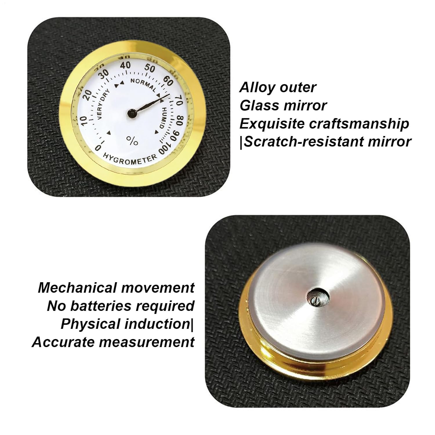 Humidor Hygrometer - Analog Reader, round Humidity Gauge | High Precision Analog Sensor, Accurate Humidity Monitor for Cabinet Maintenance, Hygrometer Tool for Storage Cans Setup Shelf Use image number 4