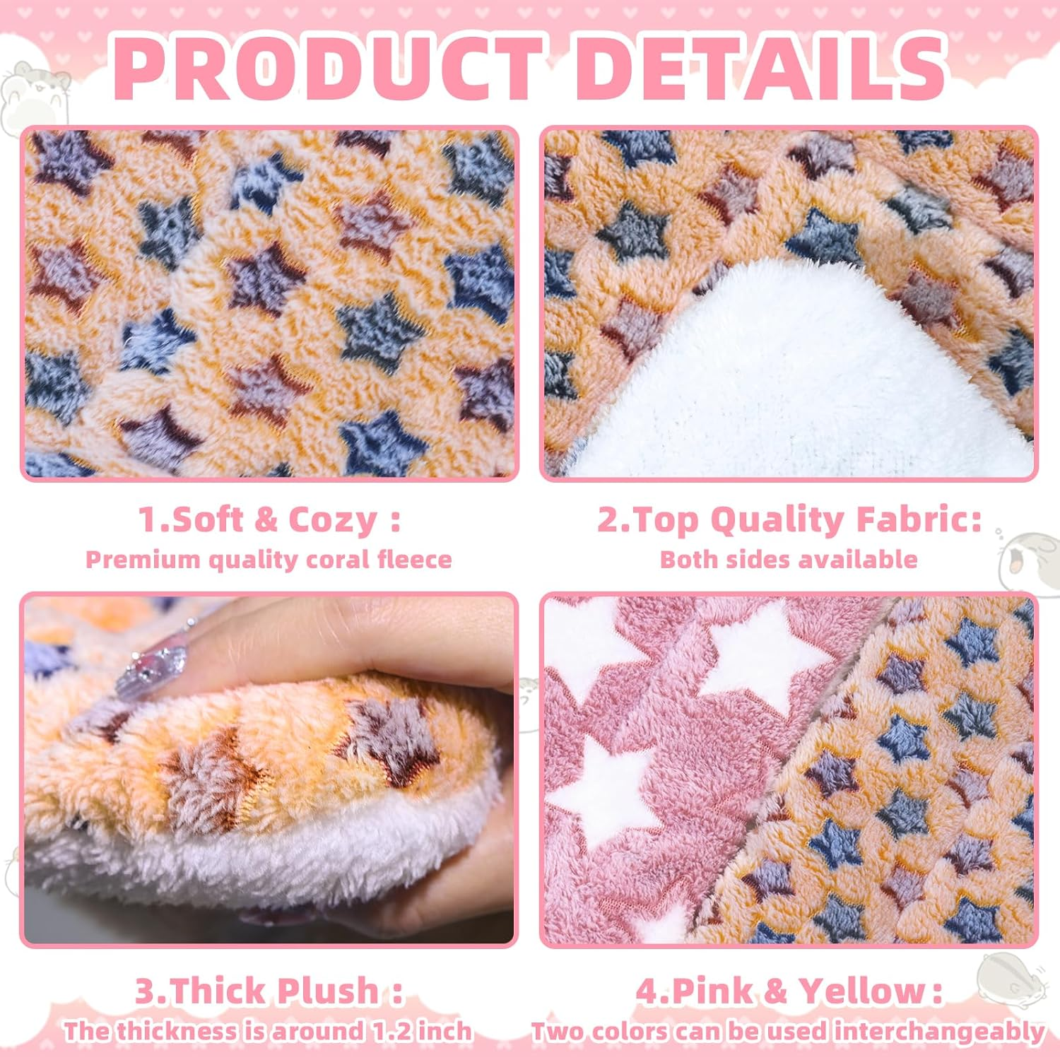 Yedsintu 2 Pcs Guinea Pig Bed Soft Rabbit Bedding Cage Liner Bunny Mats Pee Pads Small Animal Bed Pad Guinea Pig Pillow Pet Bed Mat for Chinchilla Hedgehog Ferret