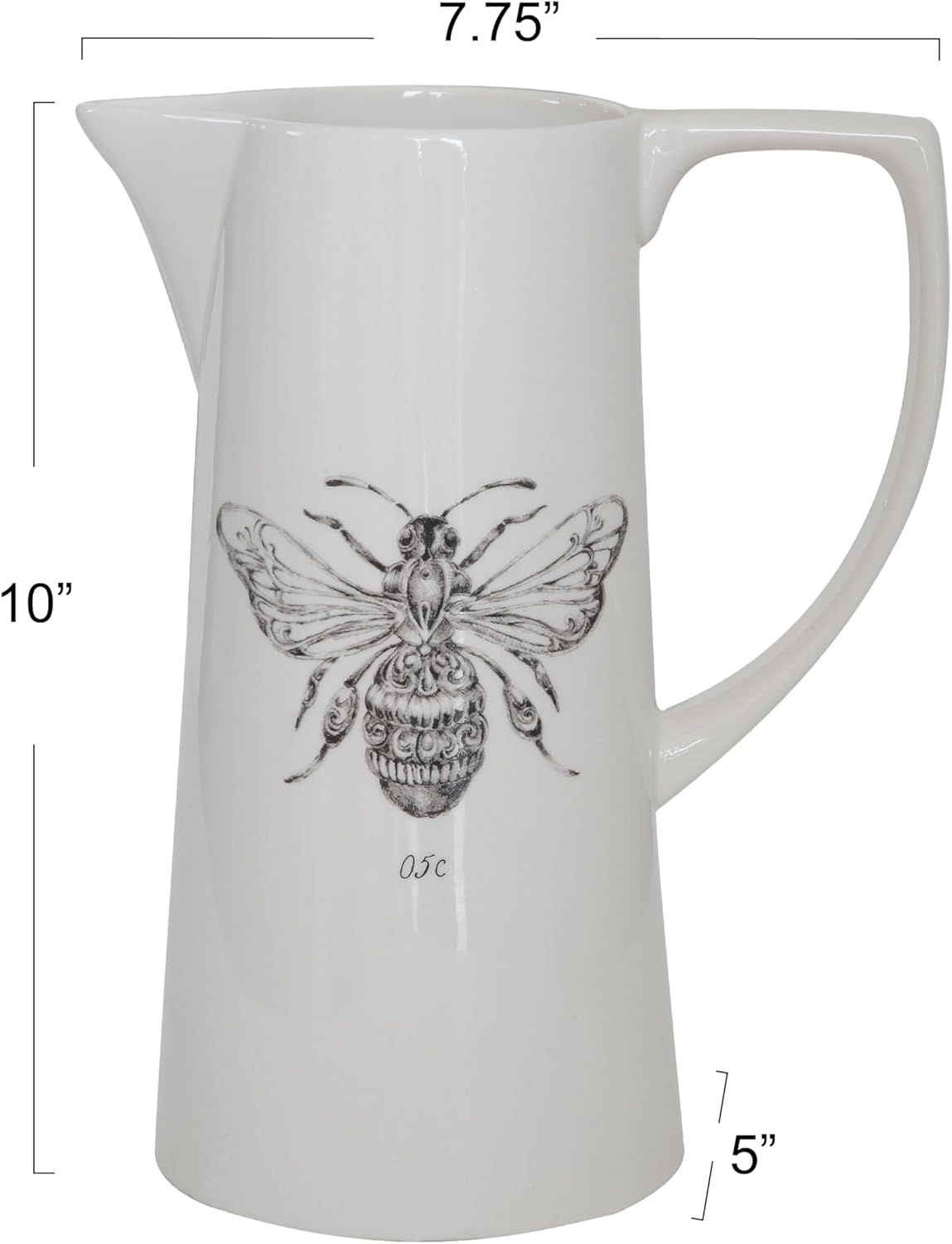 Creative Co-Op Ceramic Pitcher with Bee, Multicolor