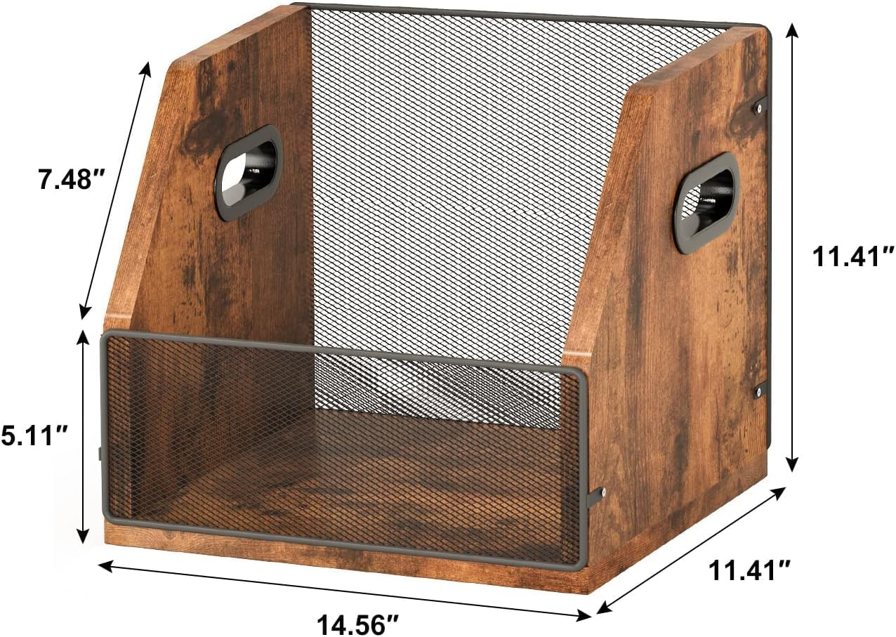 Vinyl Record Storage Crate - LP Album Holder Holds 60+ Records - Metal & Wood Record Box - Organize Your Vinyl Collection image number 5