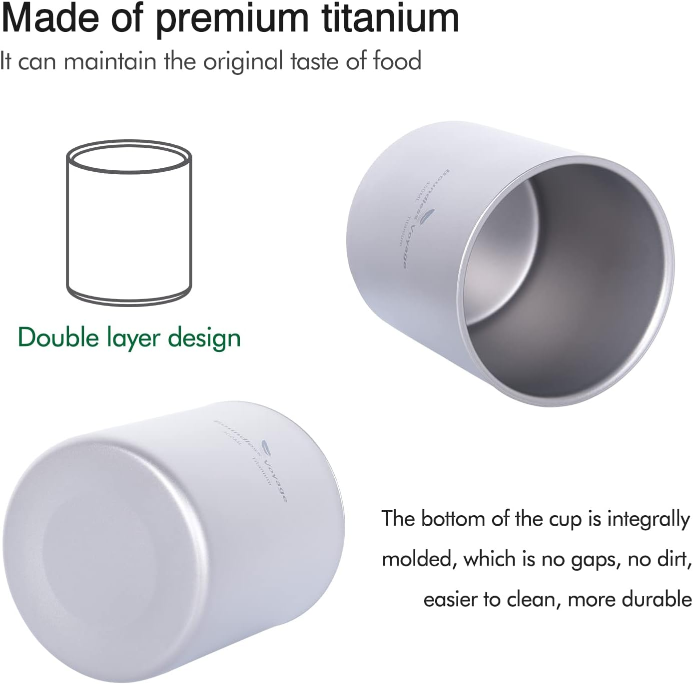 Boundless Voyage Double Walled Titanium Cup Insulated Outdoor Camping Mug Tableware 120Ml 180Ml 300Ml (Ti15152B (120Ml))