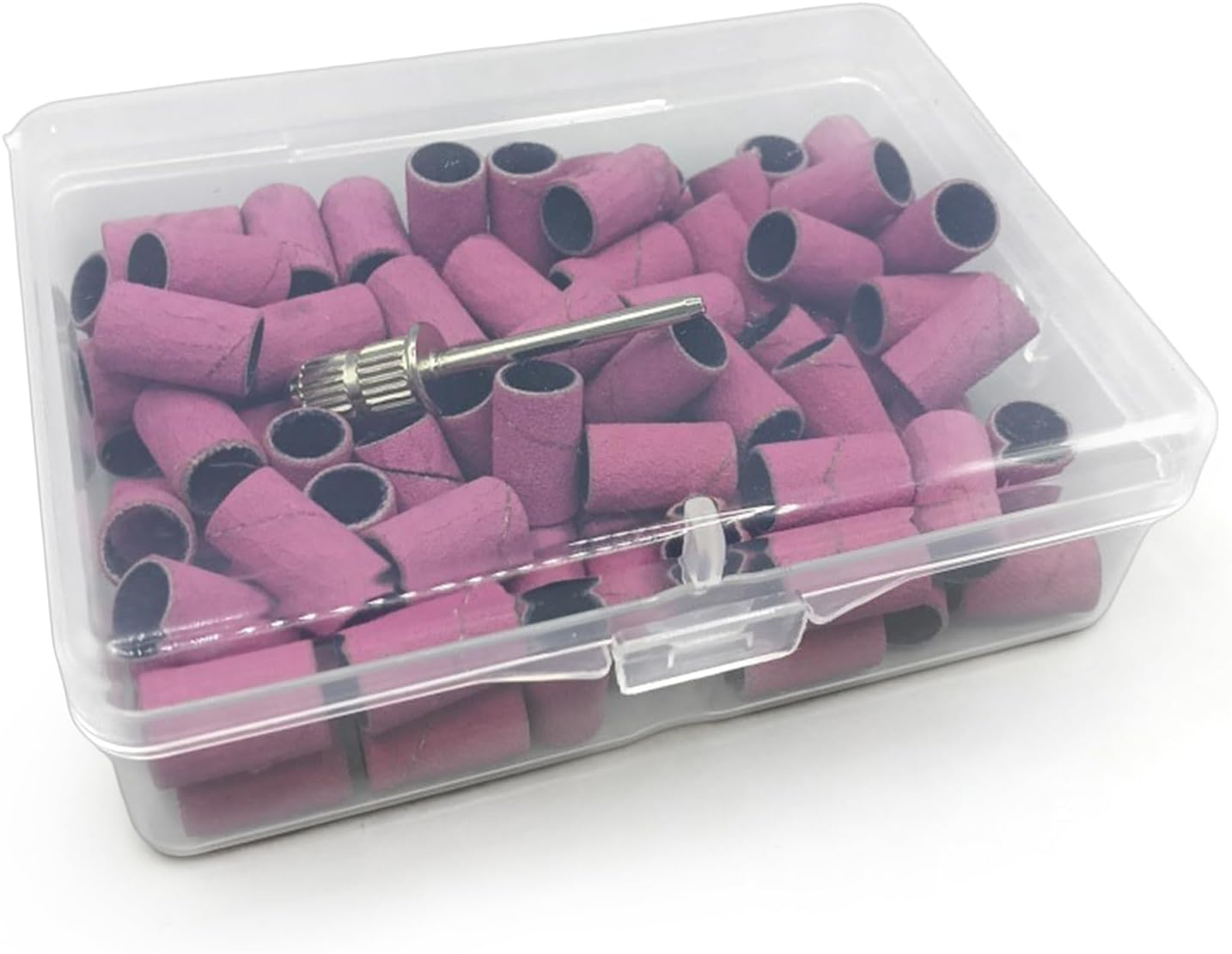 RIBHNXHI Sanding Bands for Nail Drill 100Pcs 180 Grit Pink Nail Sanding Band with 2 Pcs 3/32 Inch Nail Drill Bits Professional Manicure Pedicure Tools for Beauty Salon Accessories image number 2