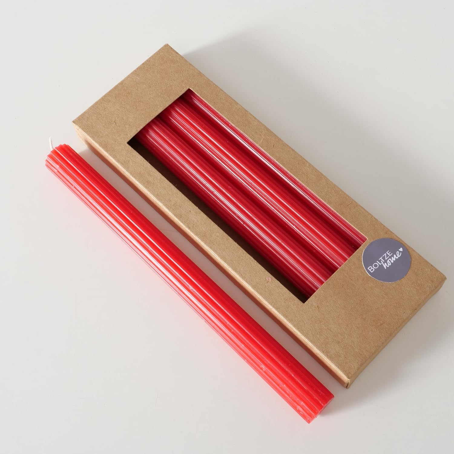 Boltze Classic Taper Candle (4 Pieces, Red, 25 Cm, Wax, Ribbed Surface, Classic Design, Taper Candle, Candle, Red Candle, Decoration) 2048492 image number 1