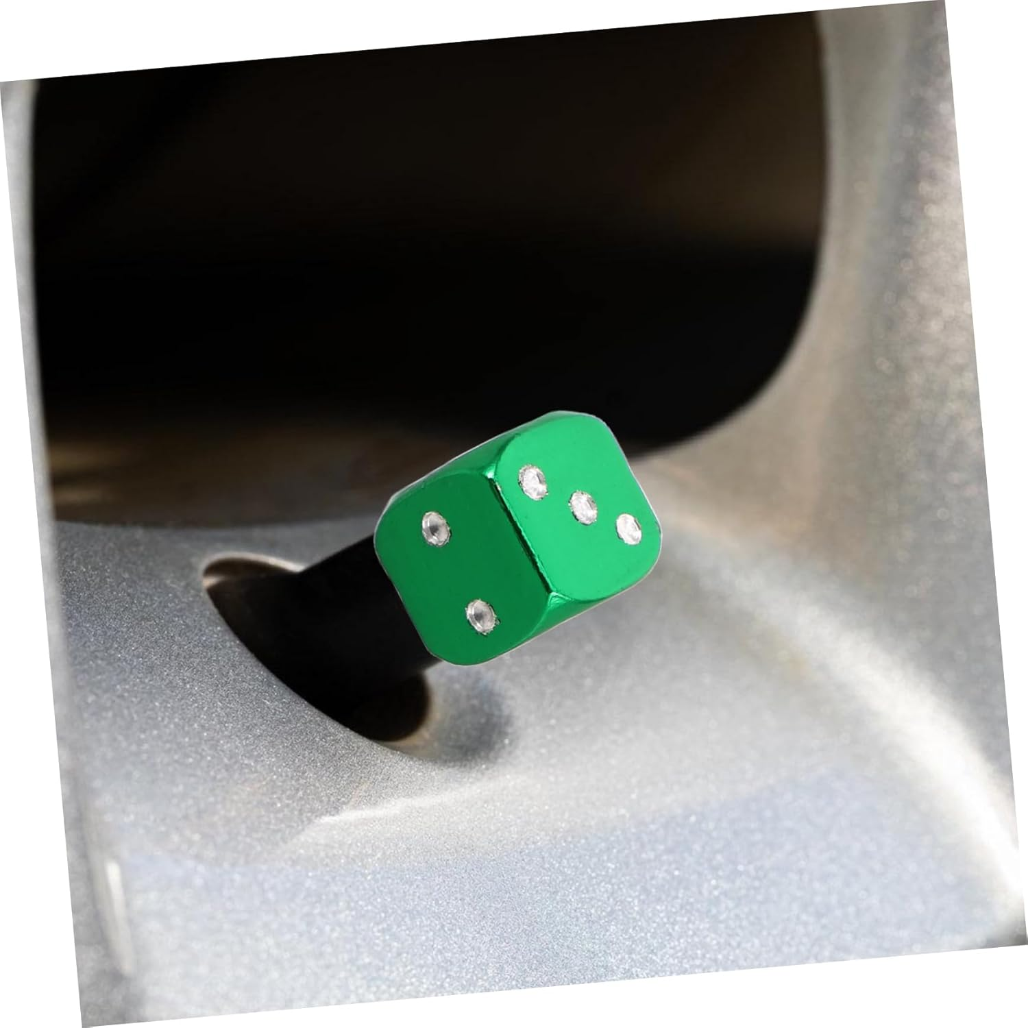 Vaguelly 4Pcs Creative Dice-Shaped Tire Valve Caps Aluminum Alloy Dice Valve Stem Cap Universal Car Accessory for Cars Trucks and Motorcycles image number 3