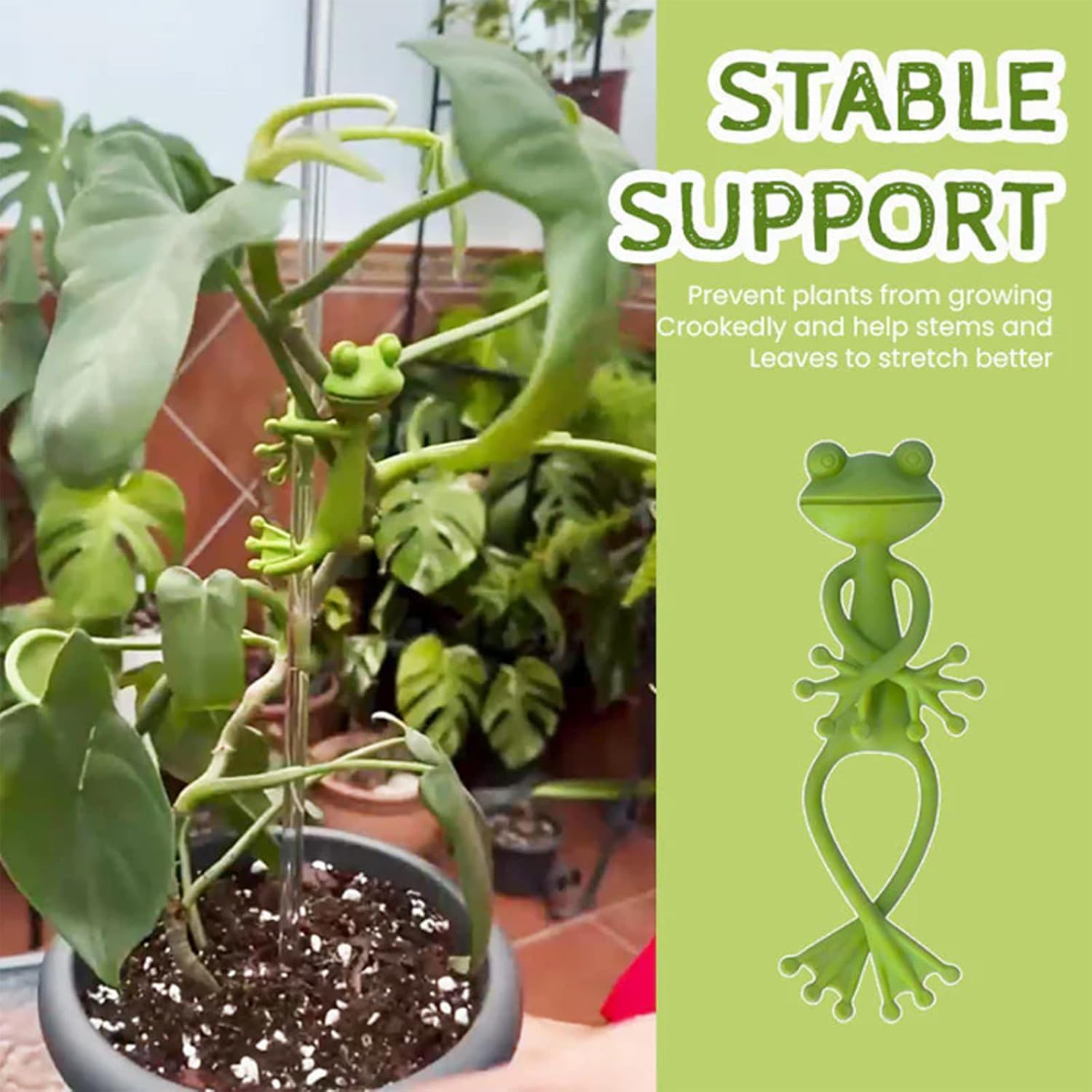 Frog Plant Stand, Frog Plant Holder, Flower Pot Hugger Plant Climbing Fixture Clips, Cute & Stable Support, Make Your Plants Stand More Upright, for Indoor, Outdoor(5Pcs) image number 2