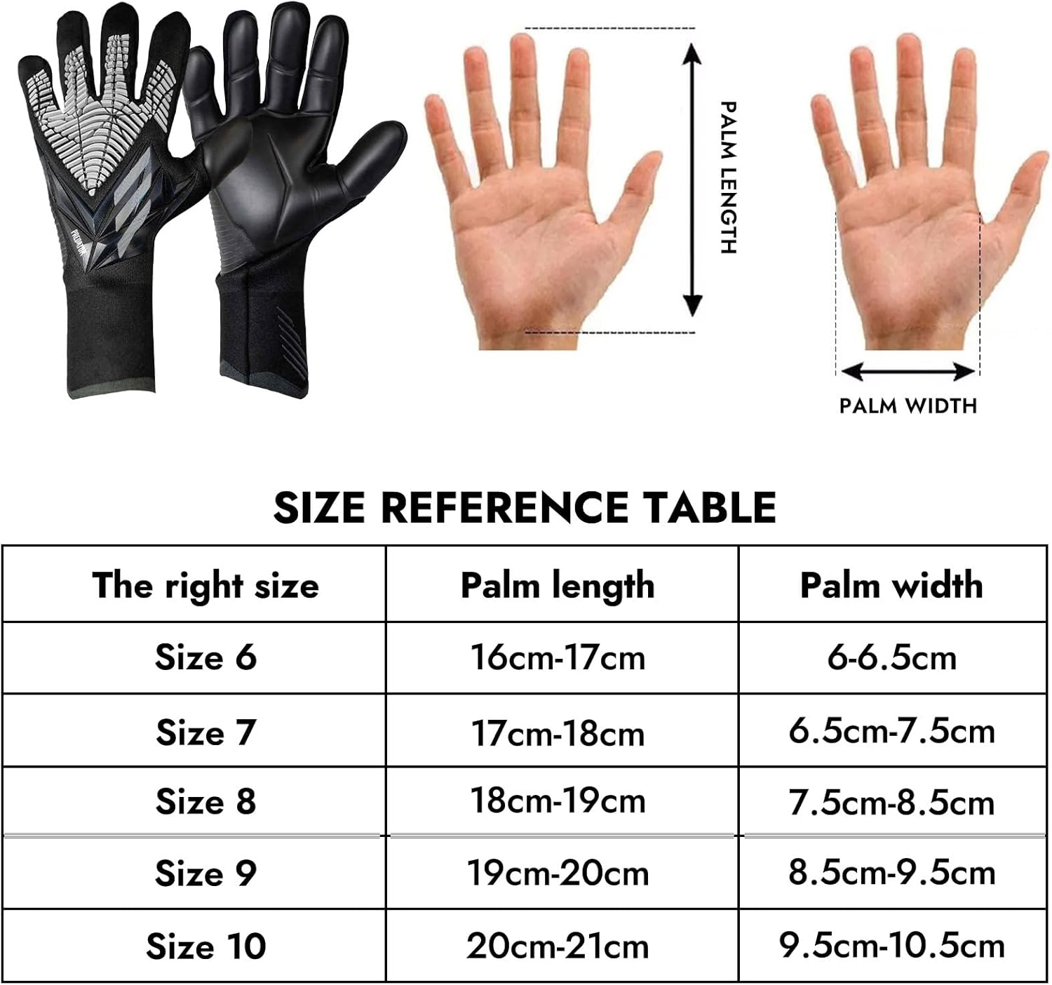 ZEZELIFE Football Goalkeeper Gloves, Soccer Goalie Gloves Kids Boys Children Youth Adults, Gloves anti Slip, Full Finger Breathable Mesh Self Adjustable Wrist Sports Soccer Gloves Black image number 2