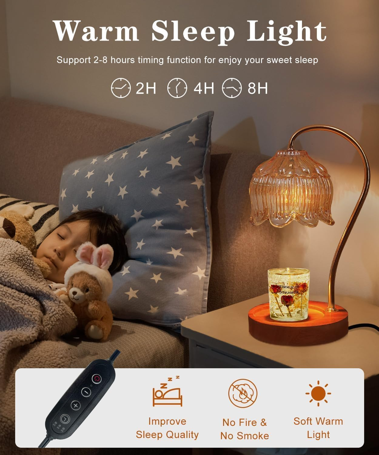 Fragrance Candle Warmer Lamp(Includes 2 Bulbs) Electric Candle Warmer with Timer & Dimmer，Home Decor Wax Melter ，Suitable for Scented Candles in Bottles Of image number 1