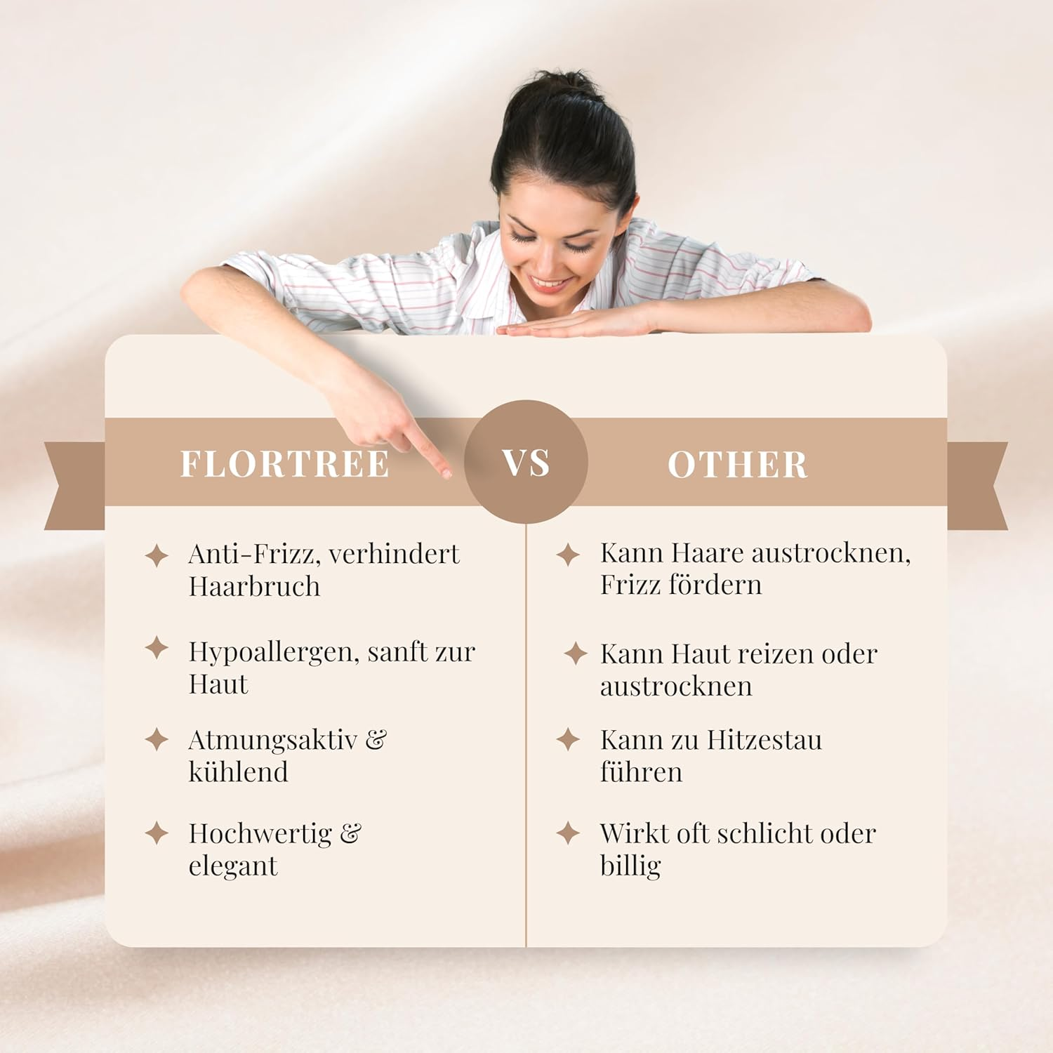 Silk Bonnet for Sleeping with Clip Suitable for All Sizes & Hair Types - Protects Hair from Breakage & Split Ends | Retains Curl Shape, Saves Time While Styling | Flortree (Champagne) image number 5