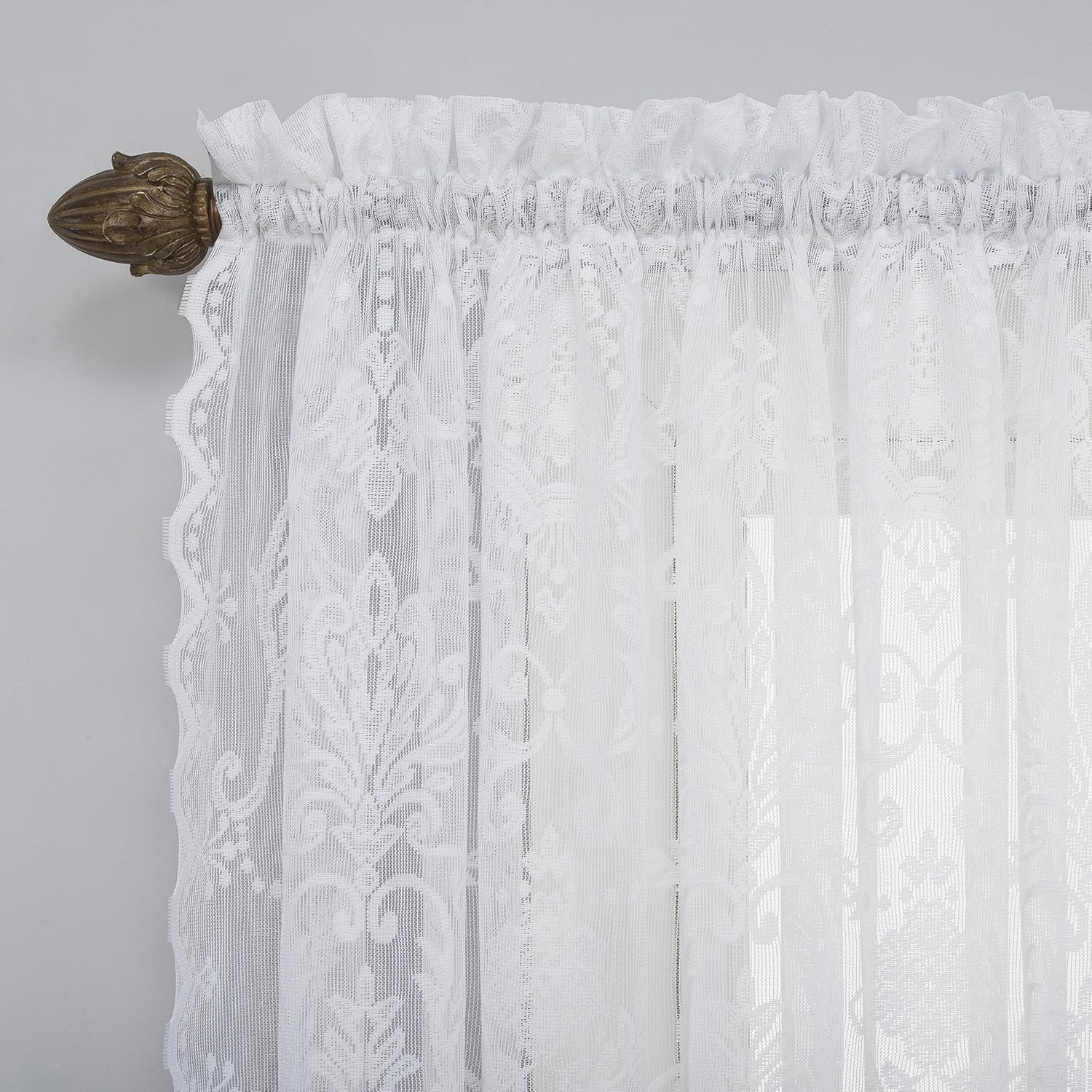No. 918 Ariella Floral Lace Rod Pocket Curtain Panel, 58" X 84", White image number 2