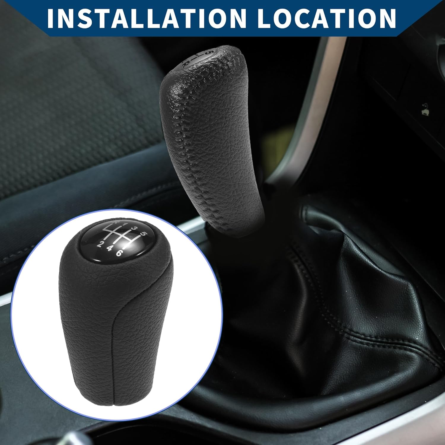 6 Speed Manual Gear Shift Knob for Mazda 3 2010-2013 / Front Automotive Gearbox Stick Shifter Lever Knob Durable Faux Leather Plastic / 1 Pcs Black image number 4