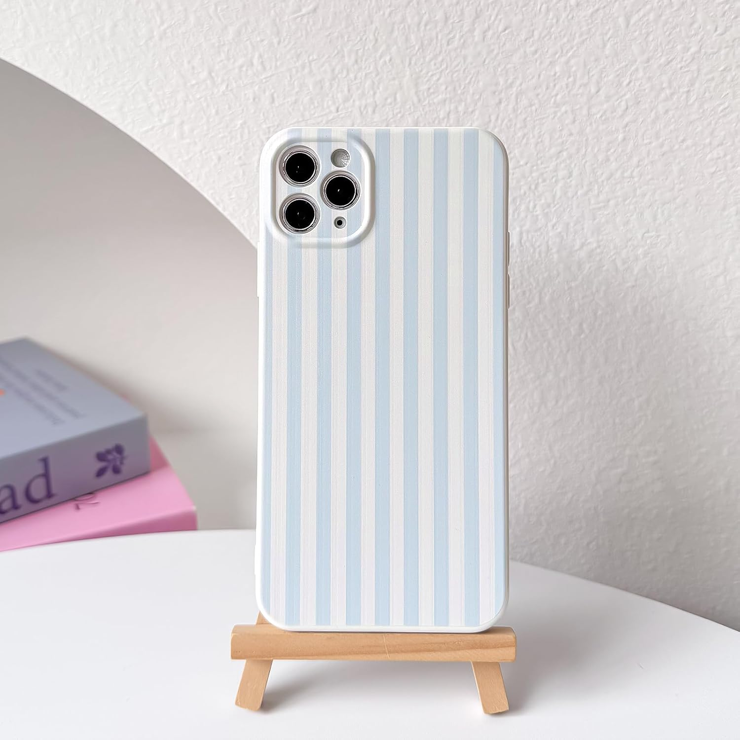 Lovmooful Compatible for Iphone 11 Pro Max Case Cute Color Striped with Aesthetics Design for Girls Women Soft TPU Shockproof More Protective Girly for Iphone 11 Pro Max Case-Blue