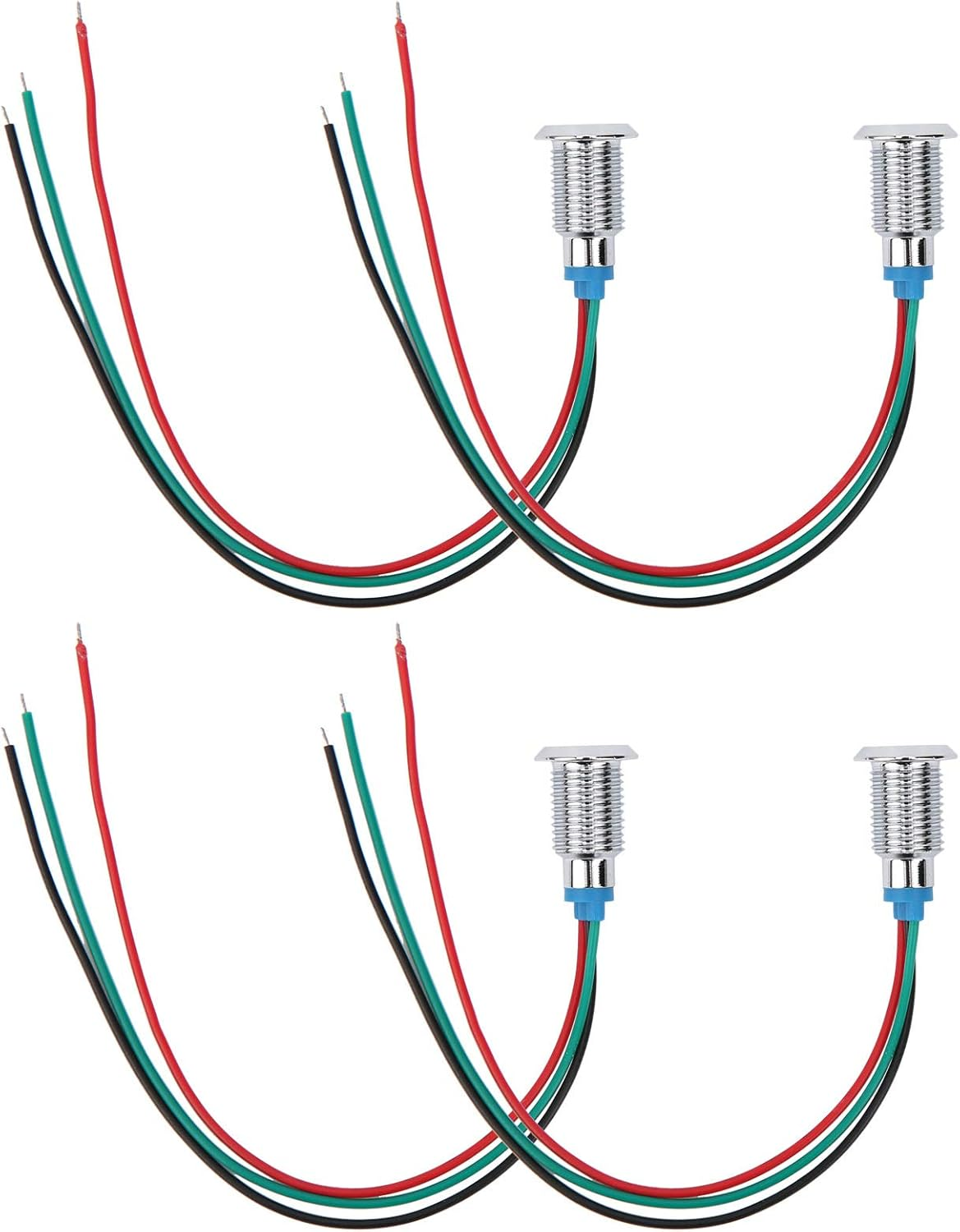 Indicator Light, 12-24V 4 Sets Pre Wired 10Mm 2 Color Common Cathode Design with Compression Nuts Led Dash Lights Indicator Lights for Automotive and Industrial Use (Red image number 3