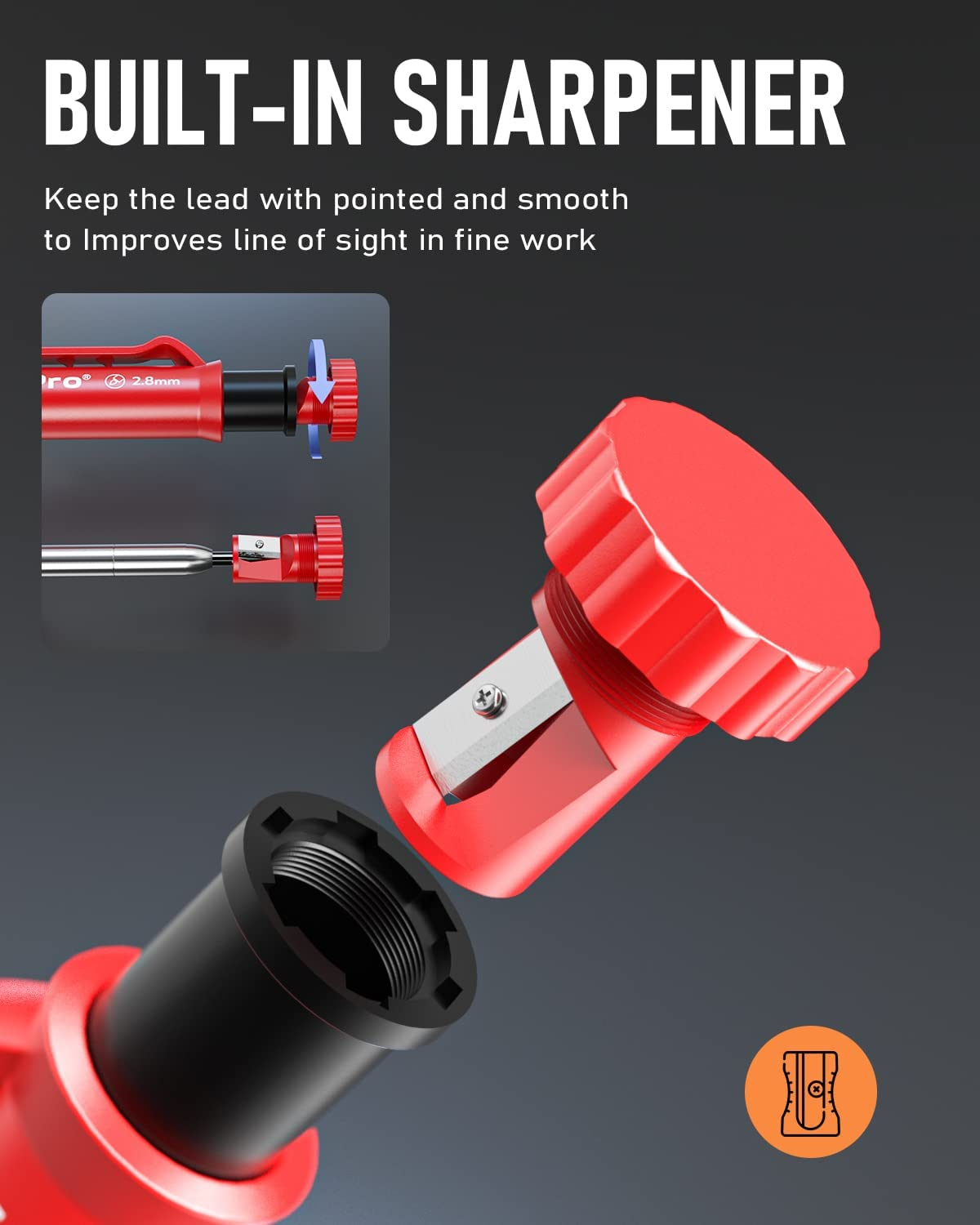 Nicpro 3 Pack Carpenter Pencil with Sharpener, Mechanical Carpenter Pencils with 39 Refills, Construction Pencil Heavy Duty Woodworking Pencils for Architect (Red, Black, Yellow)- with Case image number 1