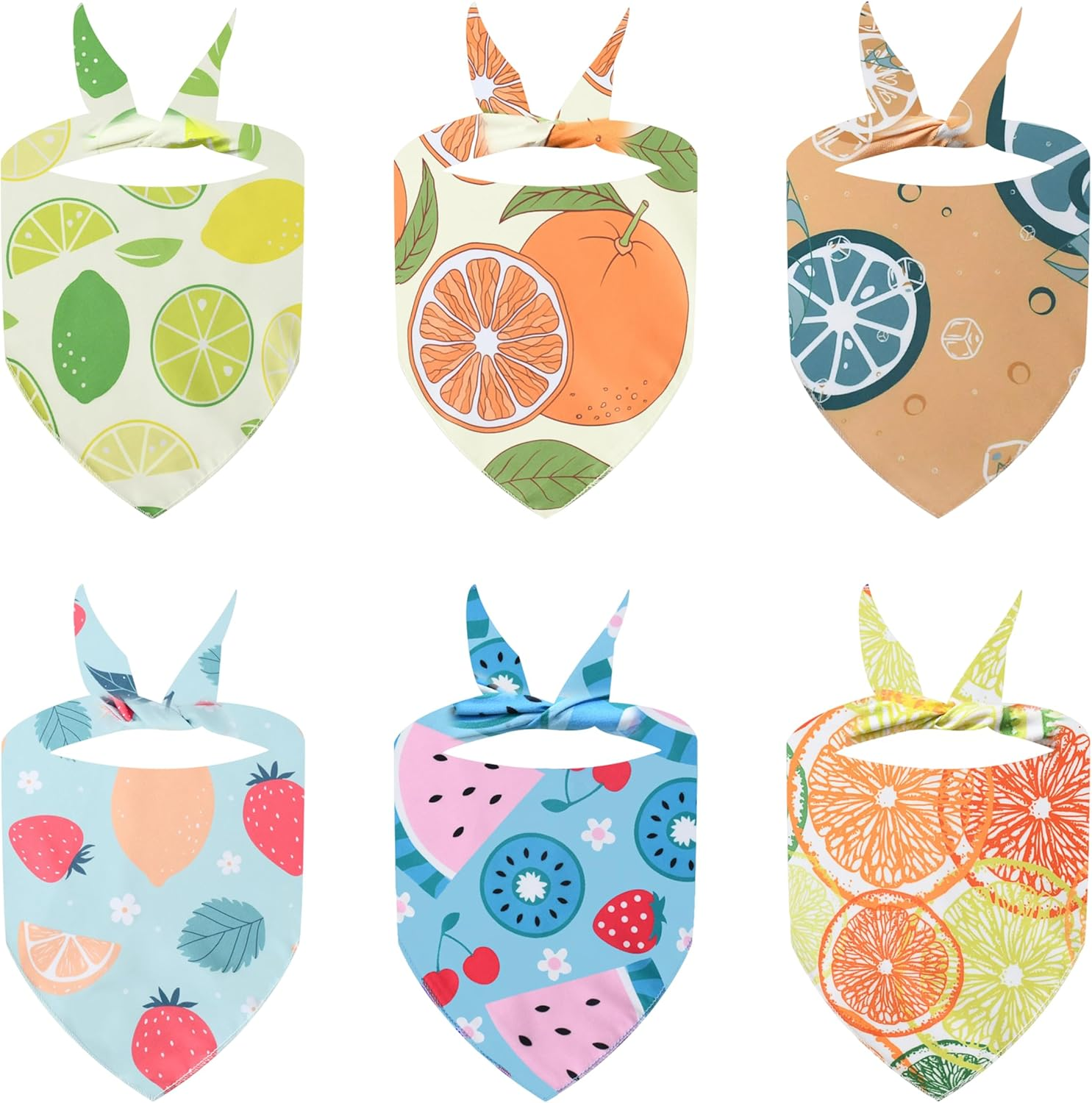 JIEYUMAO Hawaii Dog Bandana, 6Pcs Fruit Dog Bandana, 6 Styles Pet Neckerchief with Fruit Patterns, Adjustable Summer Pet Bandanas Dog Triangle Bibs for Small Medium Large Dogs Cats image number 4
