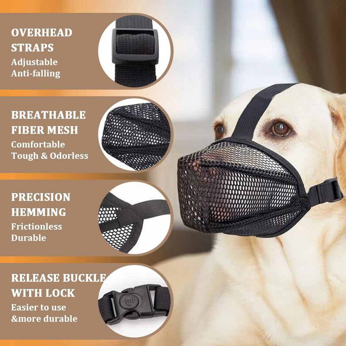 Muzzle for Large Dogs, Breathable Pet Mask, Dog Training for Small, Medium, Large image number 4