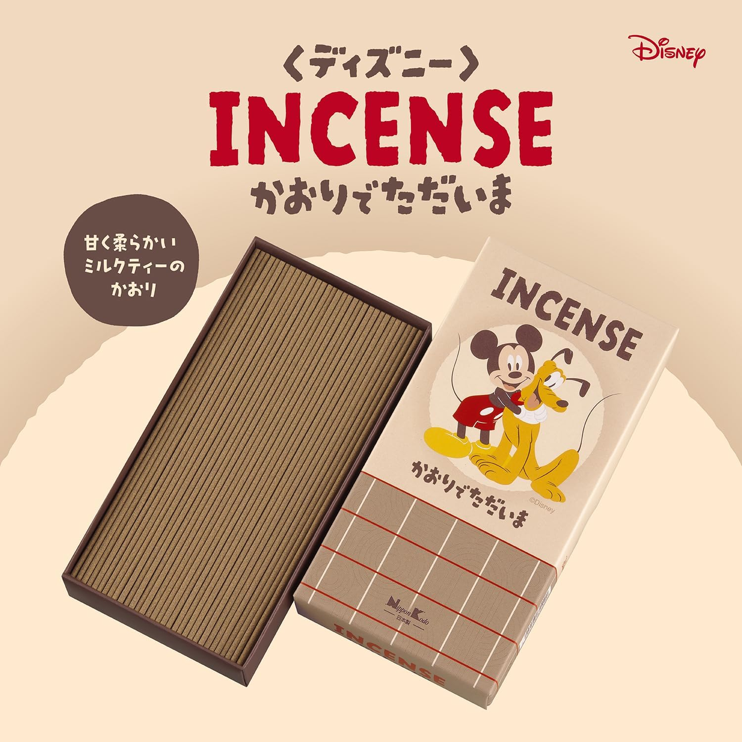 Nihon Kodo Disney Incense Sticks, Milk Tea Scent, Mickey Mouse & Pluto, Kaori De Moma, 3.2 Oz (90 G) image number 4