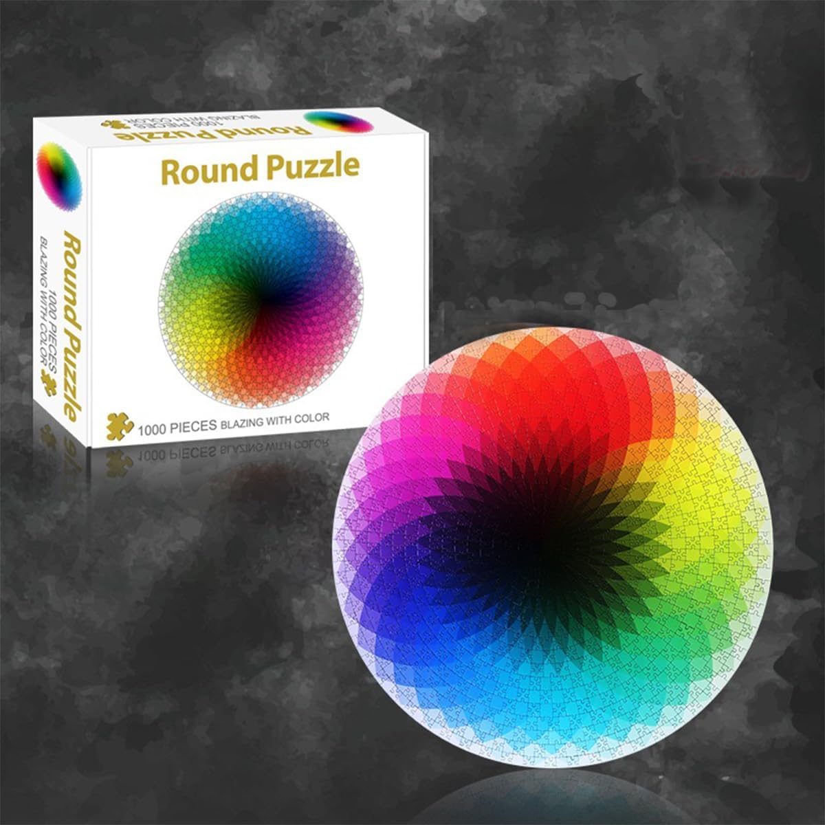 1000 Pieces round Puzzle Creative Rainbow Difficult Big Jigsaw Puzzle Educational Stress Relief Toy for Adults Kids image number 3