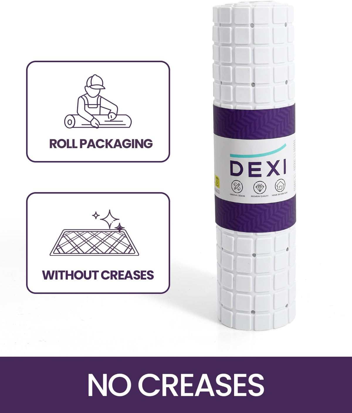 DEXI Bath Tub Shower Mat Non-Slip 16 X 39 Extra Long Bathtub Mats, Suction Cups, Drain Holes, Machine Washable Bathroom Mat, White image number 4