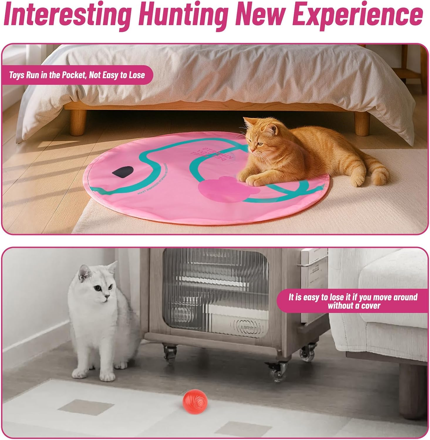 Interactive Cat Toy - New Upgraded Cat Puzzle Toys with Smart Jumping Balls for Pets, Oxford Fabric Wear-Resistant and Scratch-Resistant, Stimulate Hunting Instincts, Suitable for All Ages image number 1
