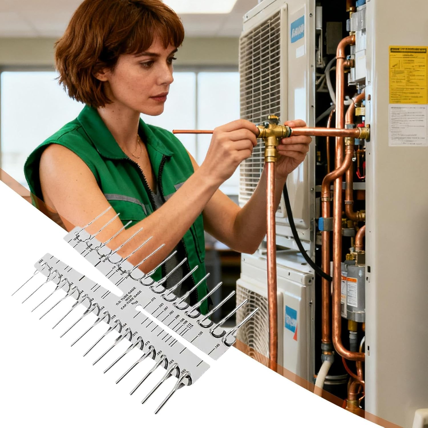 Capillary Tube Gauge | Non-Slip Metric Fittings - Copper Tube OD ID Measurement Ruler - for Hydraulic Pneumatic Process Control Industrial Machinery Technician Engineer image number 2