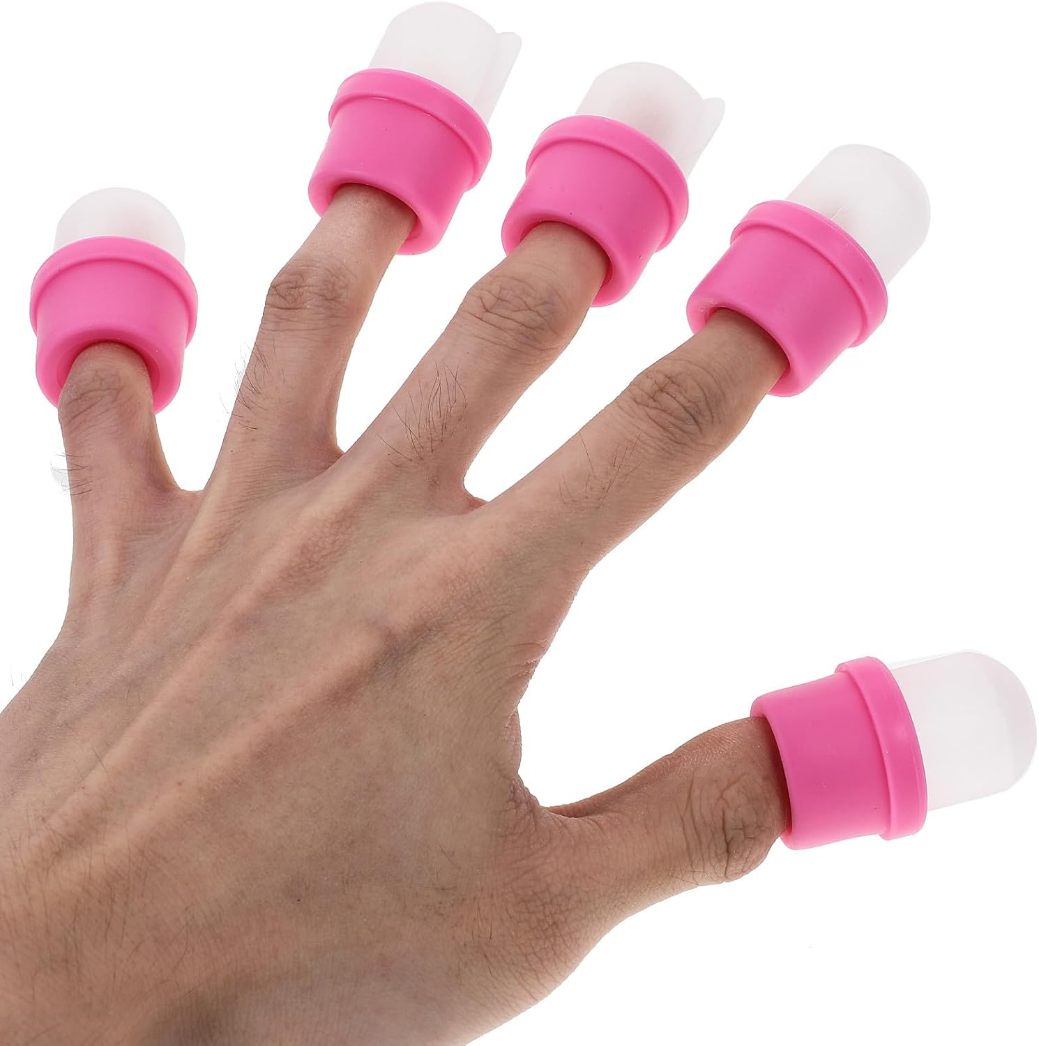 PRETYZOOM 20Pcs Silicone Nail Polish Remover Soak off Caps Wearable Gel Polish Remover Tool with Finger Covers for Manicure Nail Glue Removal and Skin Protection image number 5