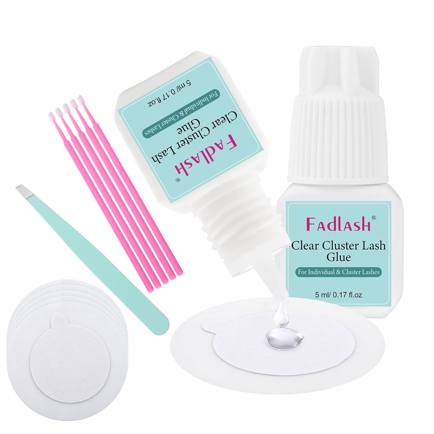 FADLASH Lash Cluster Glue Fast Drying Long Lasting DIY Waterproof Clear Lash Glue for Eyelash Clusters for Self Application