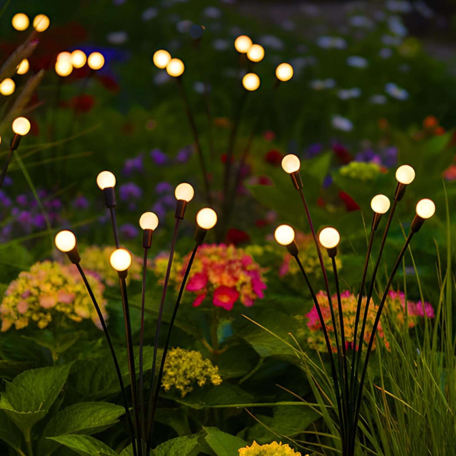 Advwin Solar Garden Lights 8 Pack, Solar Firefly Lights Waterproof IP44, 48 Led Swing Garden Lights, Outdoor Decorative Lights for Yard Lawn Patio Party Wedding Halloween Christmas, Warm Light