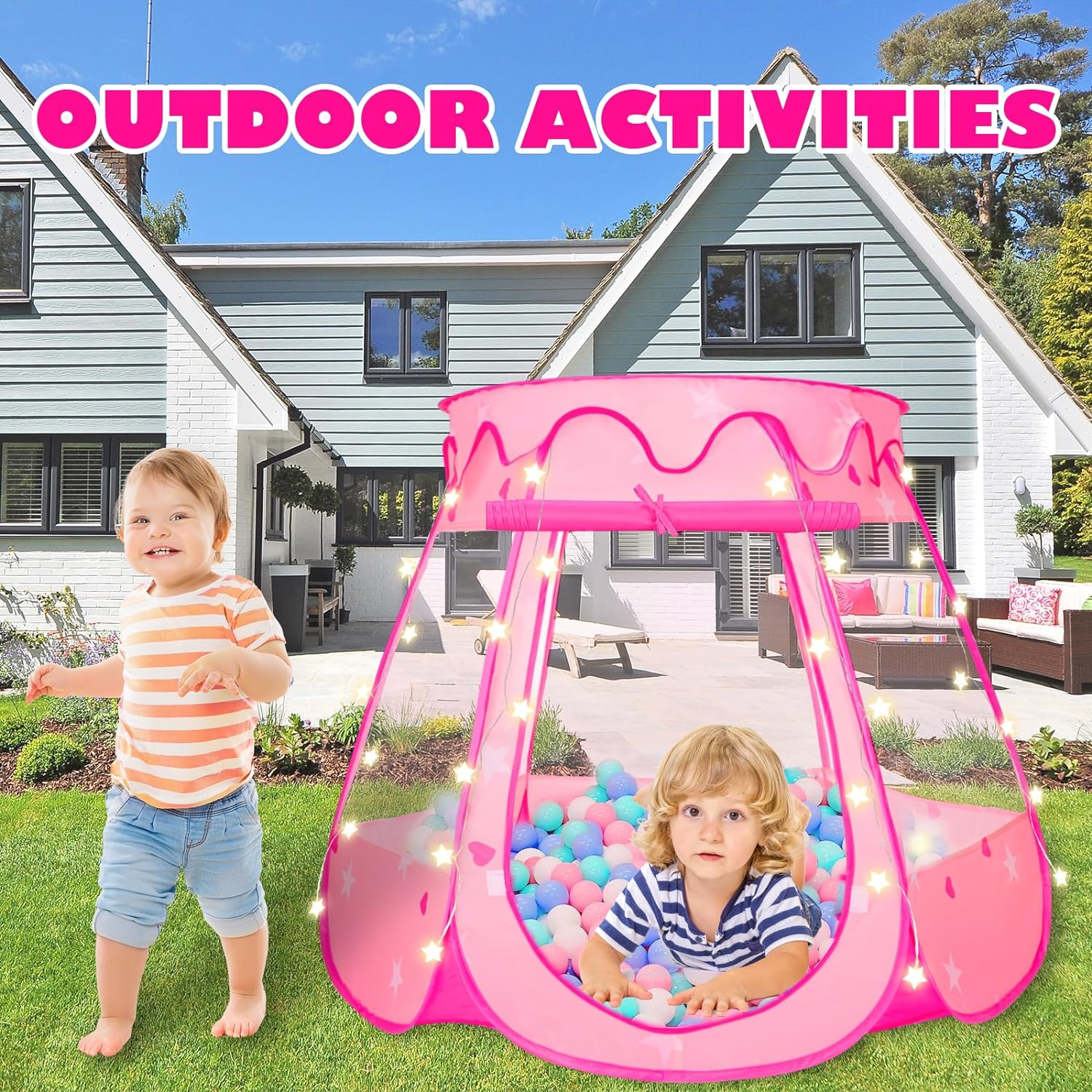 Ball Pit for Toddlers Girls Toys with 50 Balls, Toys for Girl Birthday Gift,Pop up Kids Tent for Indoor Outdoor with Carry Bag (50 Ball Pit Balls Included) image number 6