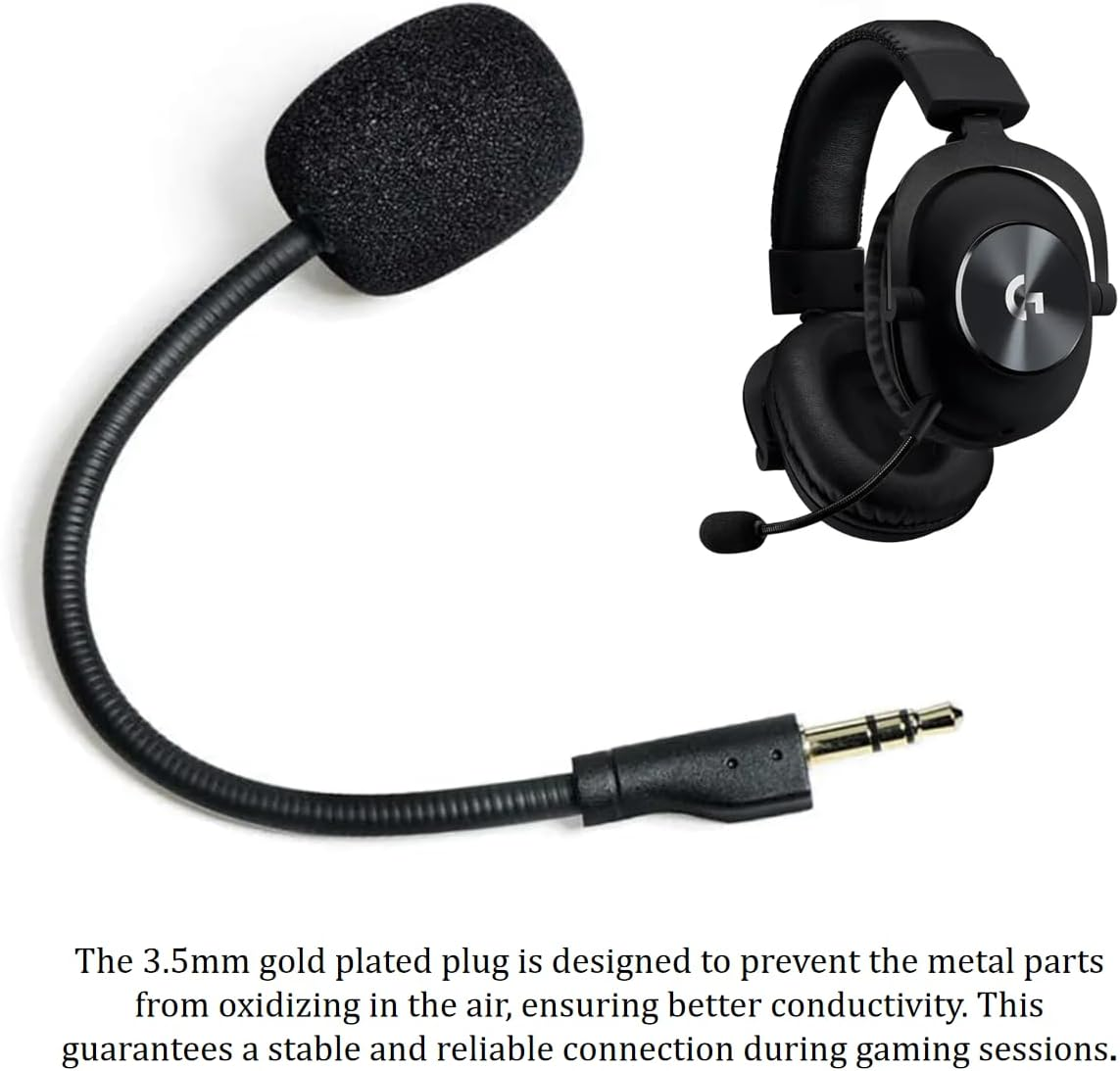 Replacement Game Mic Fits for G PRO X, Wireless Gaming Headsets 3.5Mm Gold Plated Jack Noise Cancelling Gaming Microphone, Microphone Boom for G Pro image number 1