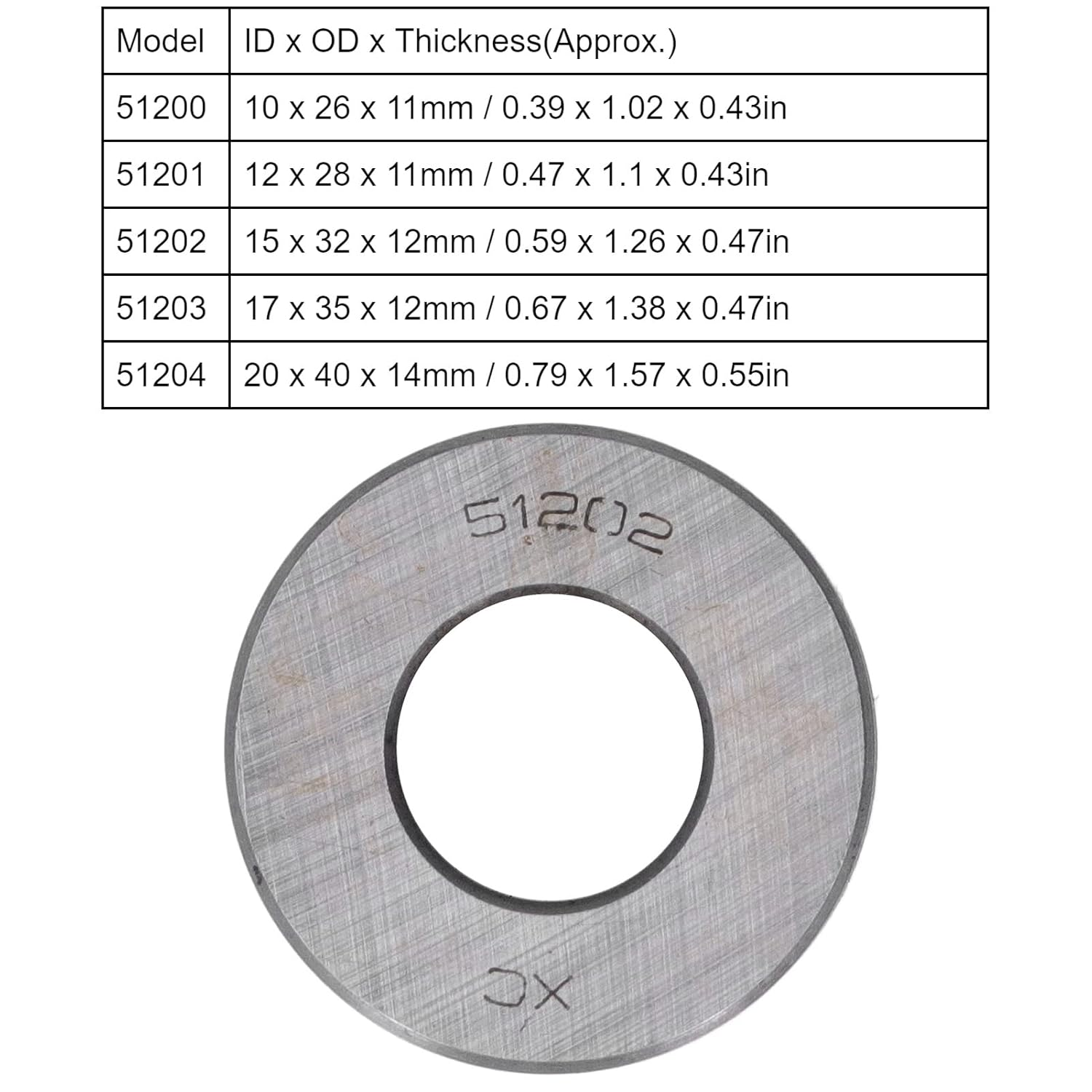 Thrust Ball Bearing Set Kit Equipment Accessory Suitable Crane Hook Jacks 10Pcs (51202) image number 5
