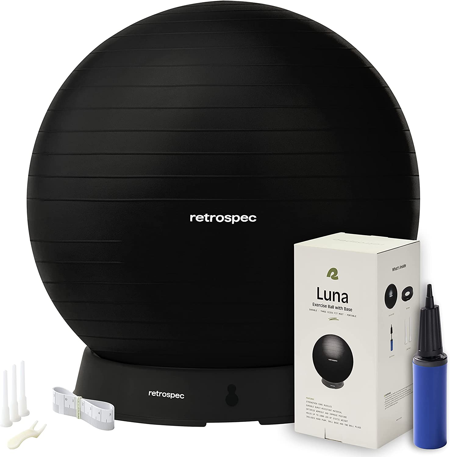 Retrospec Luna Exercise Ball, Base & Pump/Ball & Pump with Anti-Burst Material - Fitness Gym Swiss Ball - Perfect for Balance, Stability, Yoga, Pilates, Pregnancy & Birthing image number 3