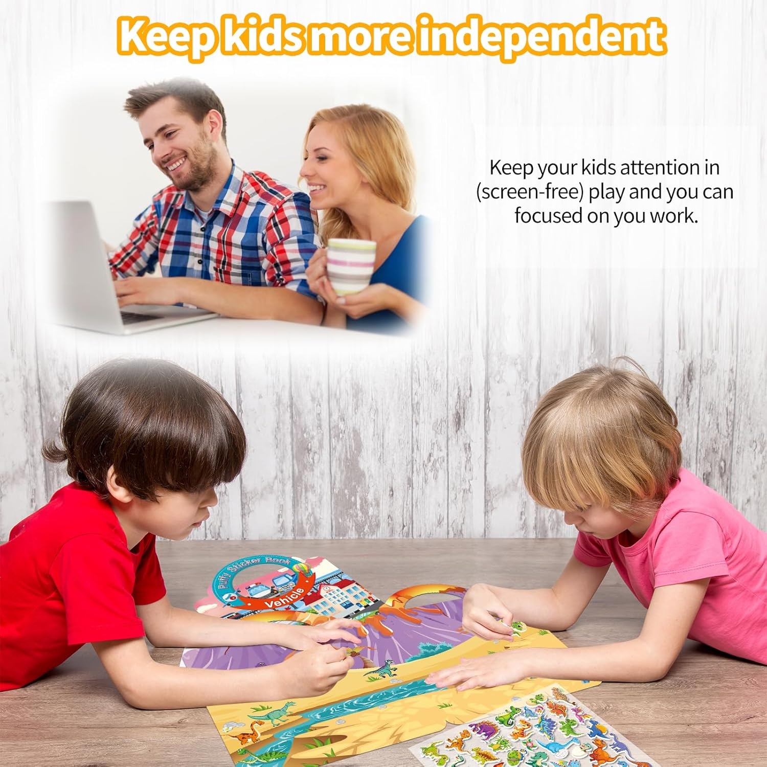 6 Sets 3D Puffy Sticker Books for Kids 2-4, Reusable Sticker Books for Toddlers 1-3, Travel Stickers for Kids, Activities for Toddlers, Birthday Gifts Party Favors, Carnival Prizes image number 4