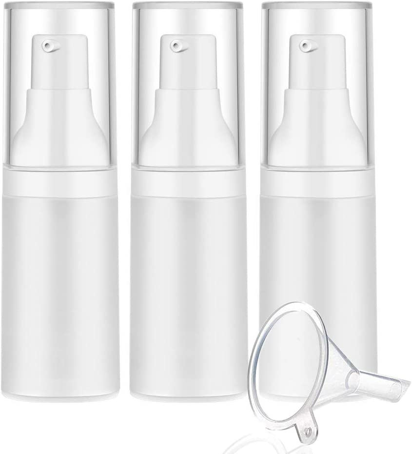 3Pcs 20Ml Sterile Airless Pump Bottle with Funnel Easy to Carry and Fill Matte Lotion Bottles for Travel image number 4