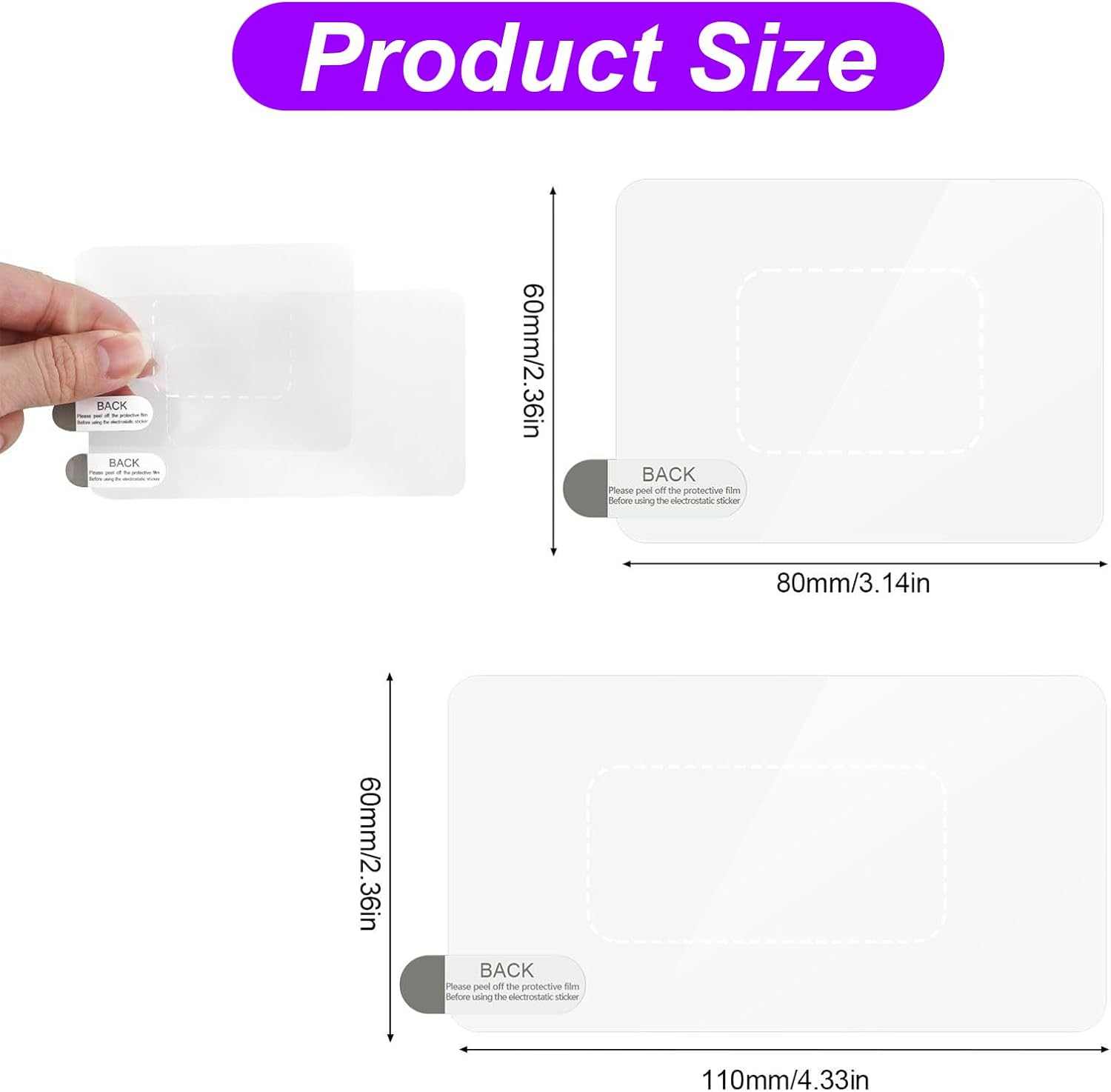 MAEZOE 8PCS Windshield Electrostatic Stickers for Dash Cam, Premium Adhesive Reflective Static Window Sticker Shield for Windshields, Scratch-Proof & Residue-Free Car Shield Decal for Mounting Dashcam image number 4