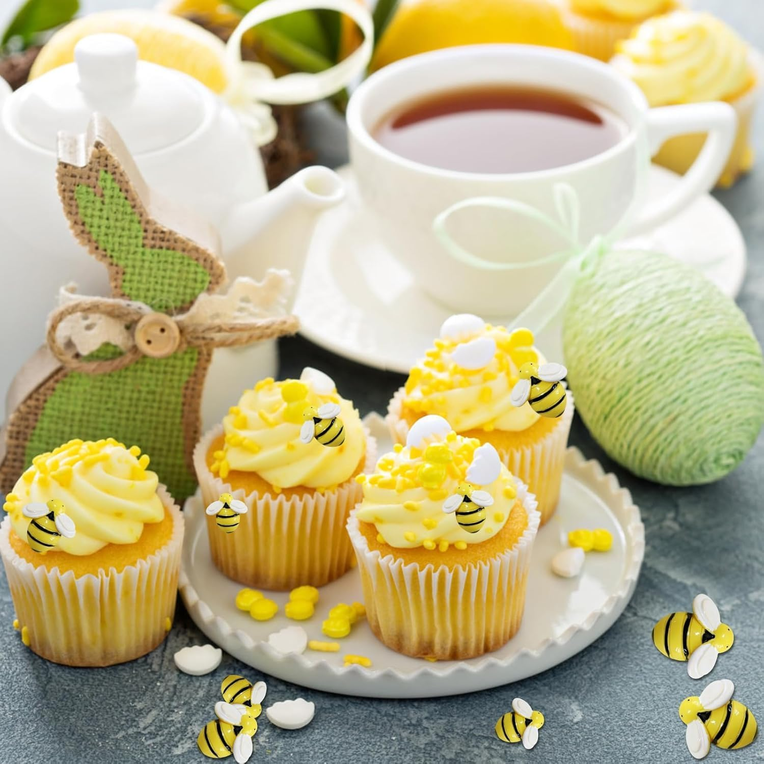 50Pcs Small Resin Bees, 3 Sizes Flat Back Bumble Bee Decor, Decorative Tiny Plastic Craft Embellishments image number 1