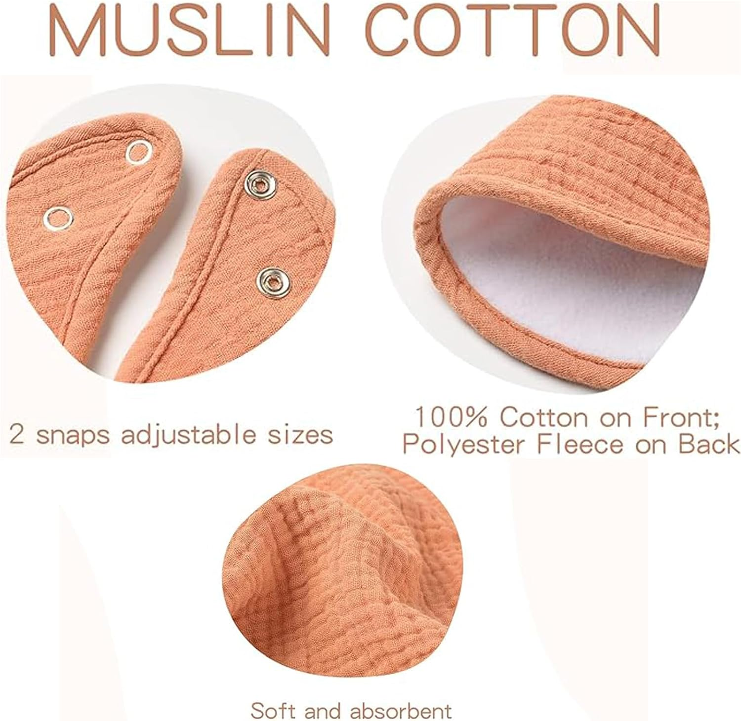 Muslin Baby Bibs 8 Pack Baby Bandana Drool Bibs Cotton for Unisex Boys Girls, 8 Solid Colors Set for Teething and Drooling