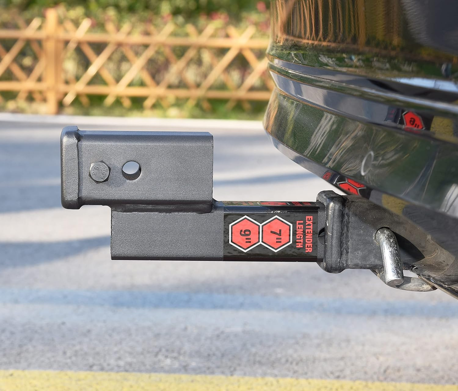 TOPTOW Trailer Receiver Hitch Extender Adapter 2" Drop/Riser, 7" and 9" Extension Length, 2" Shank, 7500Lbs Towing Capacity, Matte Black