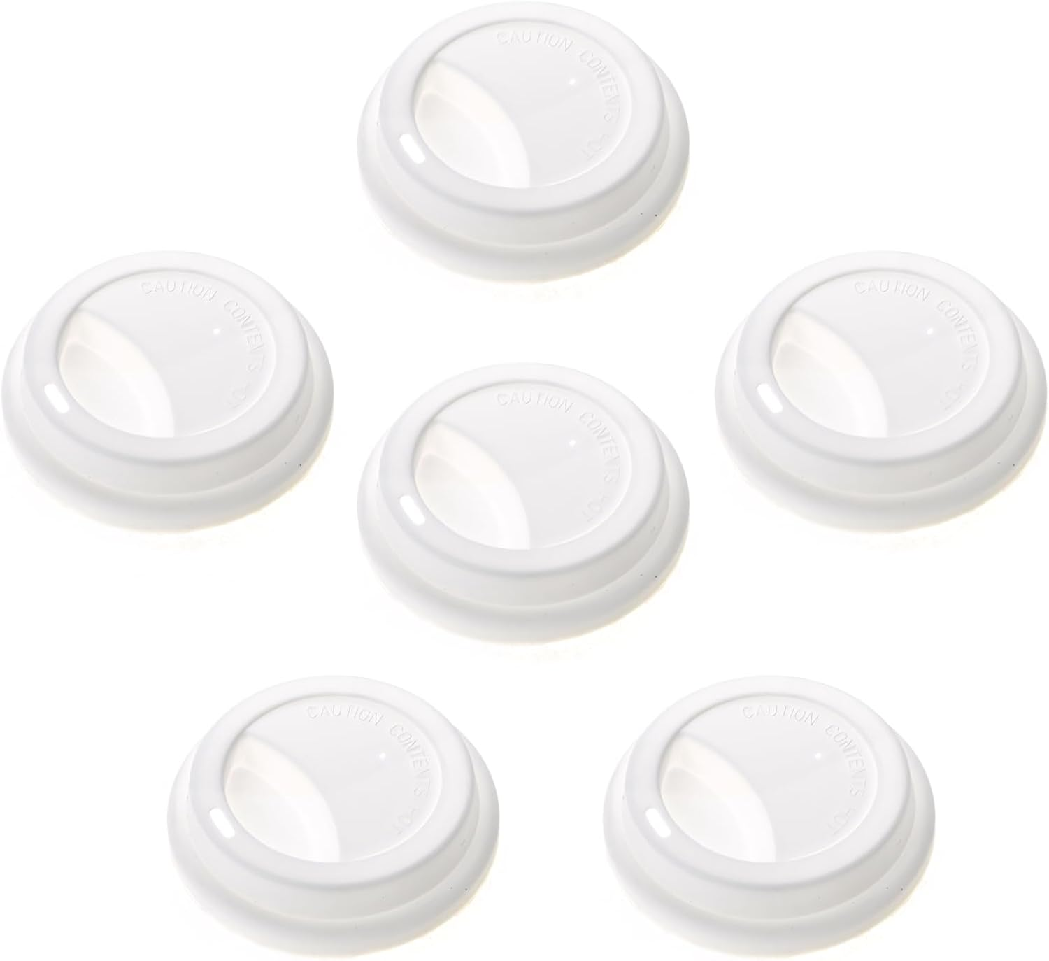 Aspire 6 PCS Silicone Drinking Lid Cup Lids, Reusable Coffee Cup Covers/Lids - White