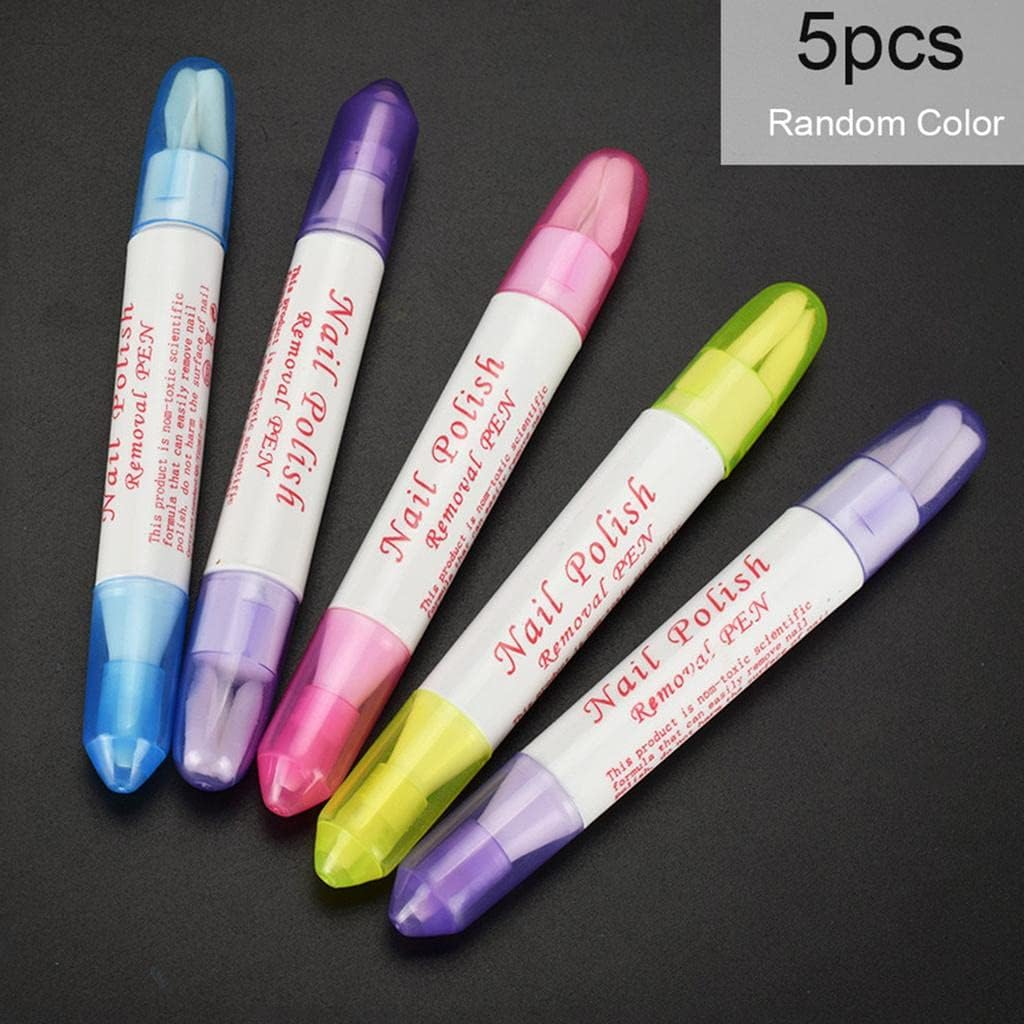 5Pcs Nails Polish Remover Pen Varnish Corrector Makeup&15 Head Tips image number 2