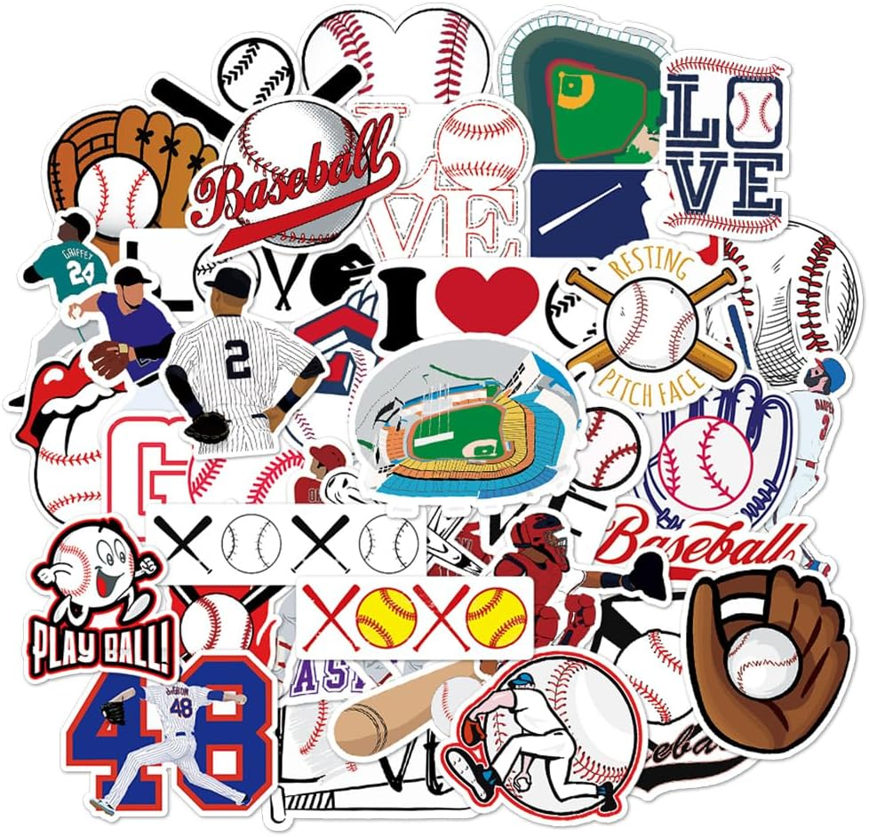 QTL Baseball Stickers for Boys Girls Sports Party Funny Stickers for Water Bottle Laptop Adults Teens Waterproof Vinyl Pack 50Pcs image number 5