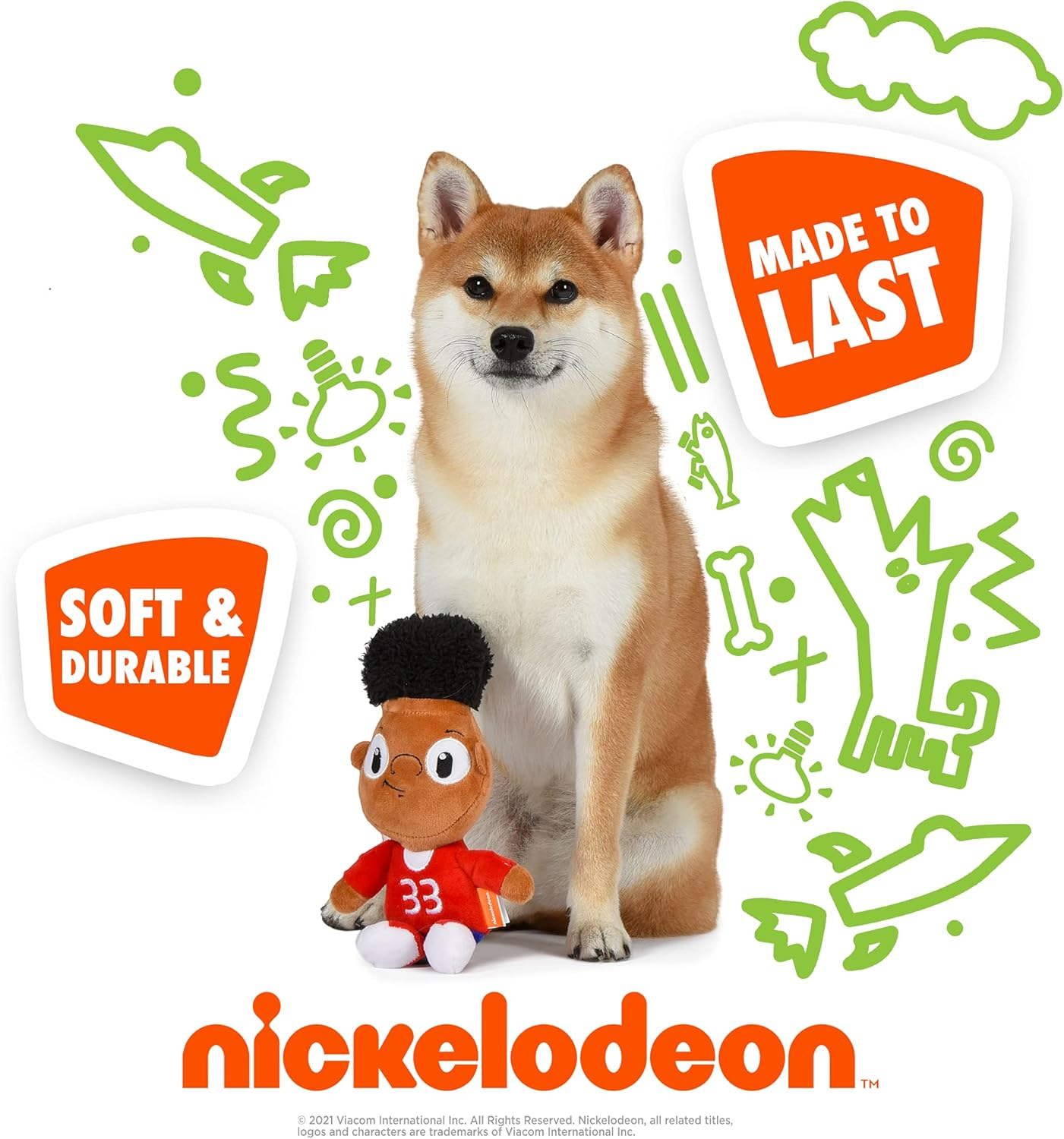 Nickelodeon Hey Arnold Gerald Figure Plush Dog Toy | 6 Inch Soft Fabric Small Dog Toy - Brown and Red Plush Dog Toy for All Dogs, 90S Nickelodeon Toys from Hey Arnold TV Series image number 1