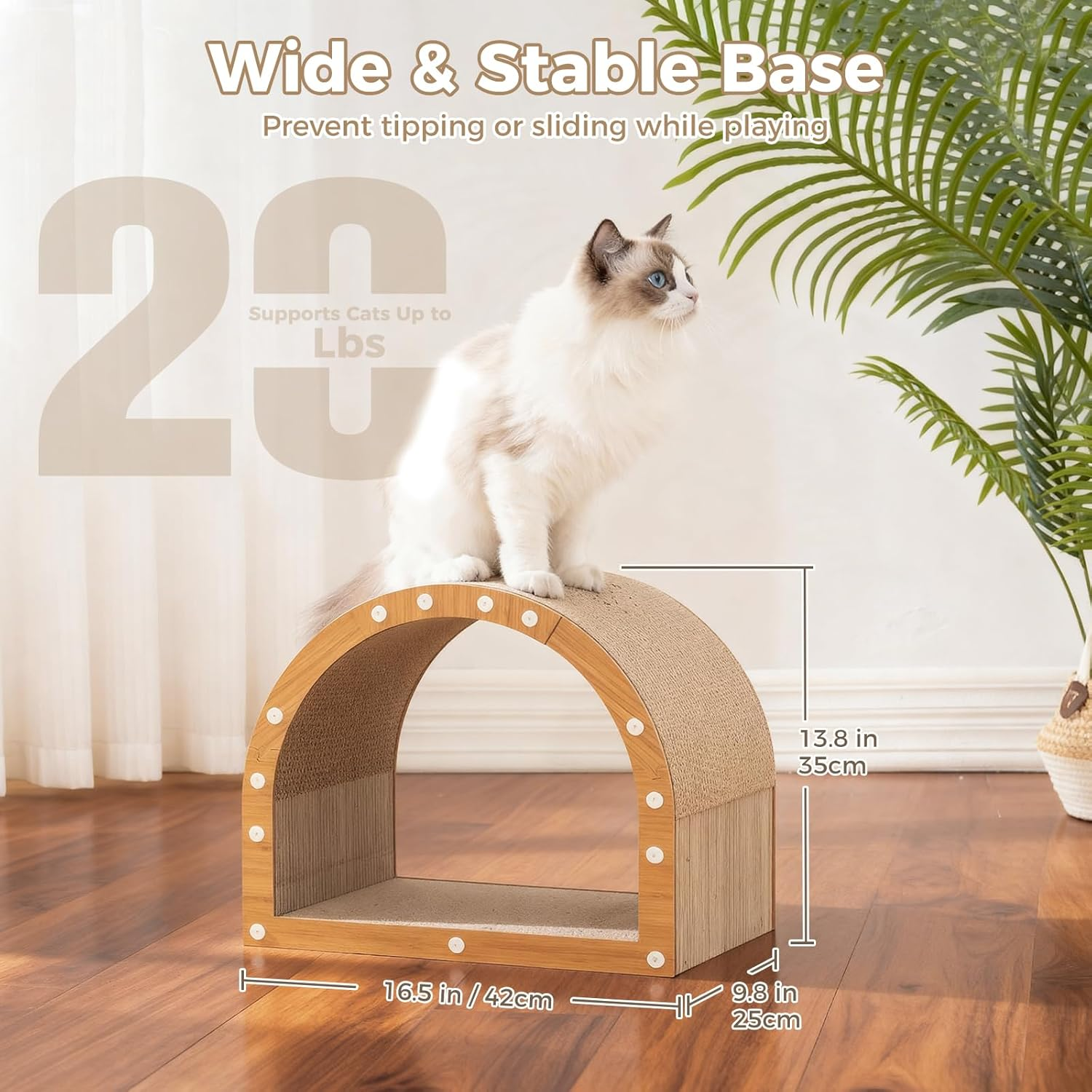Avont Cardboard Cat Scratcher, Cat Scratching Board Furniture Protector Scratch Pad for Indoor Cats, Durable Corrugated Cardboard Hideaway for Kitten image number 3