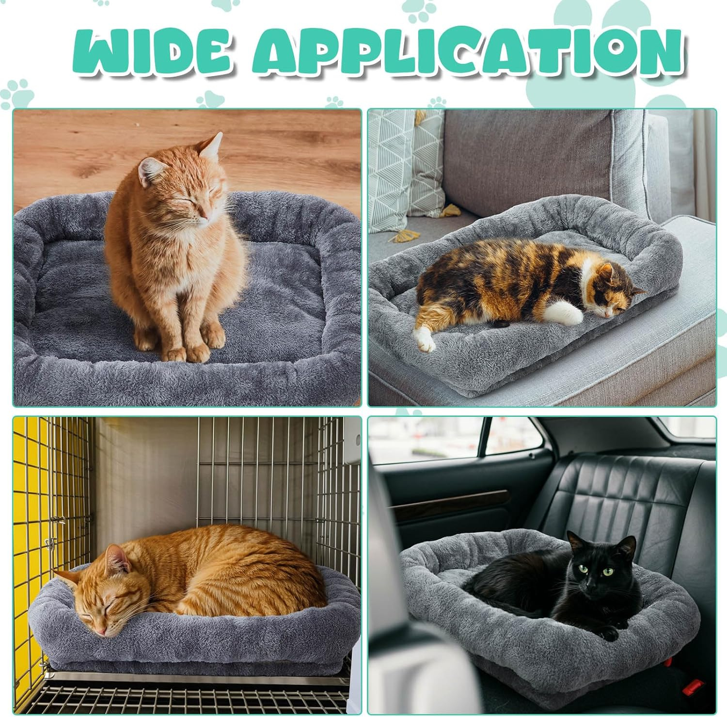 Abbylike 2 Pcs Cat Tree Tower Replacement Parts Grey Bed Cover with Elastic Band Removable Washable Padding for Platform Perch Shelves, Only Cover, Cat Tower Cushions Accessories(15.7 X 11.8 Inch) image number 4