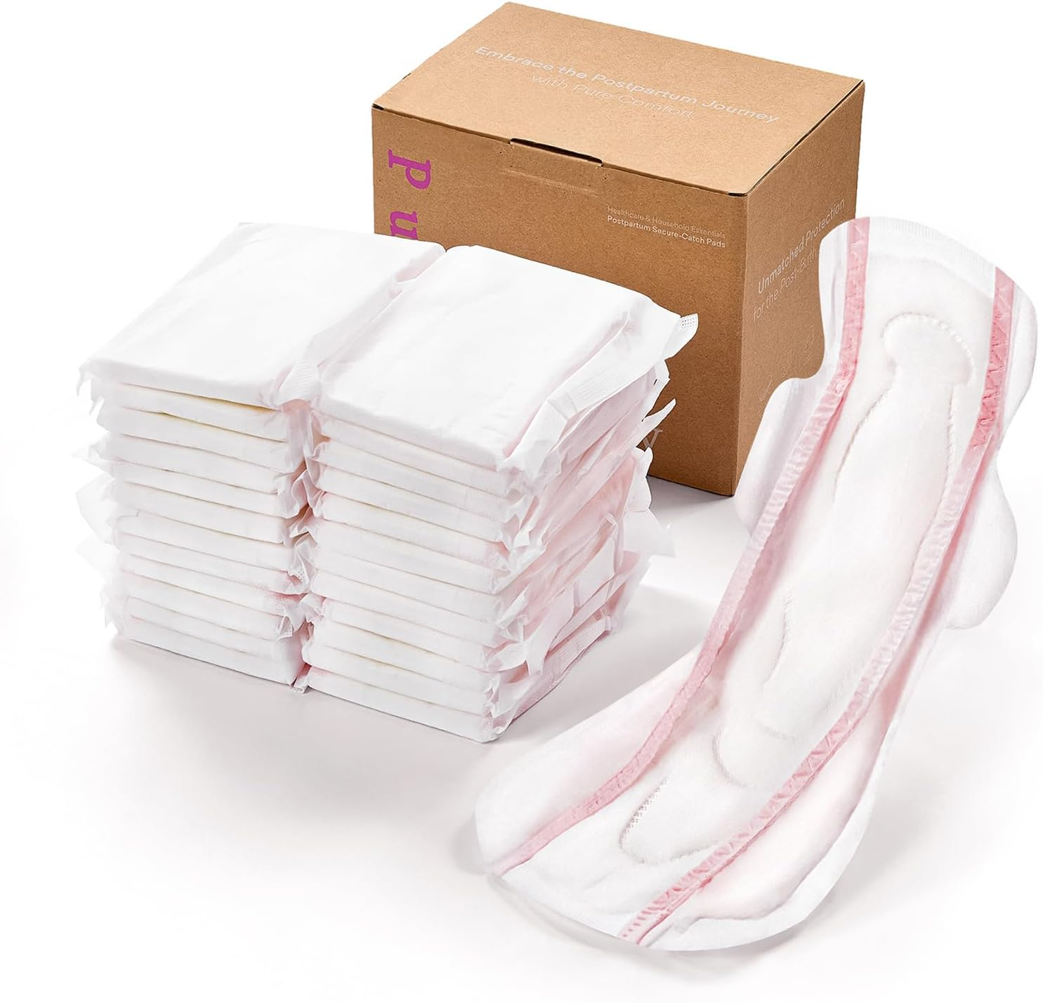 Purcomfy Premium Postpartum Pads with Wings Extra Long Maternity Pads Large Maximum Absorbency Post-Partum Incontinence Pads Ultra Soft Heavy Flow Secure Leak Protection after Birth Pads, 24 Count image number 5