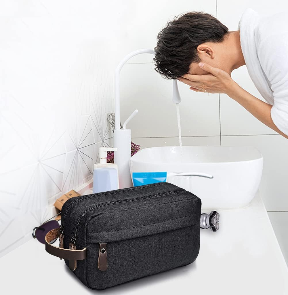 Toiletry Bag for Men, Water Resistant Shaving Cosmetic Bag Large Capacity Travel Organizer (Black) image number 1